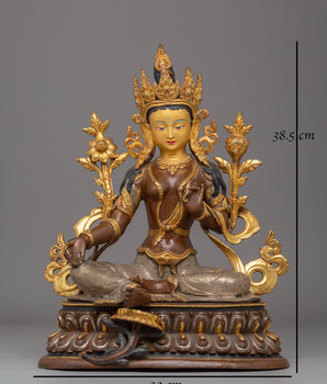 Enlightened Compassion Green Tara Statue | Green Tara Statue for Altar