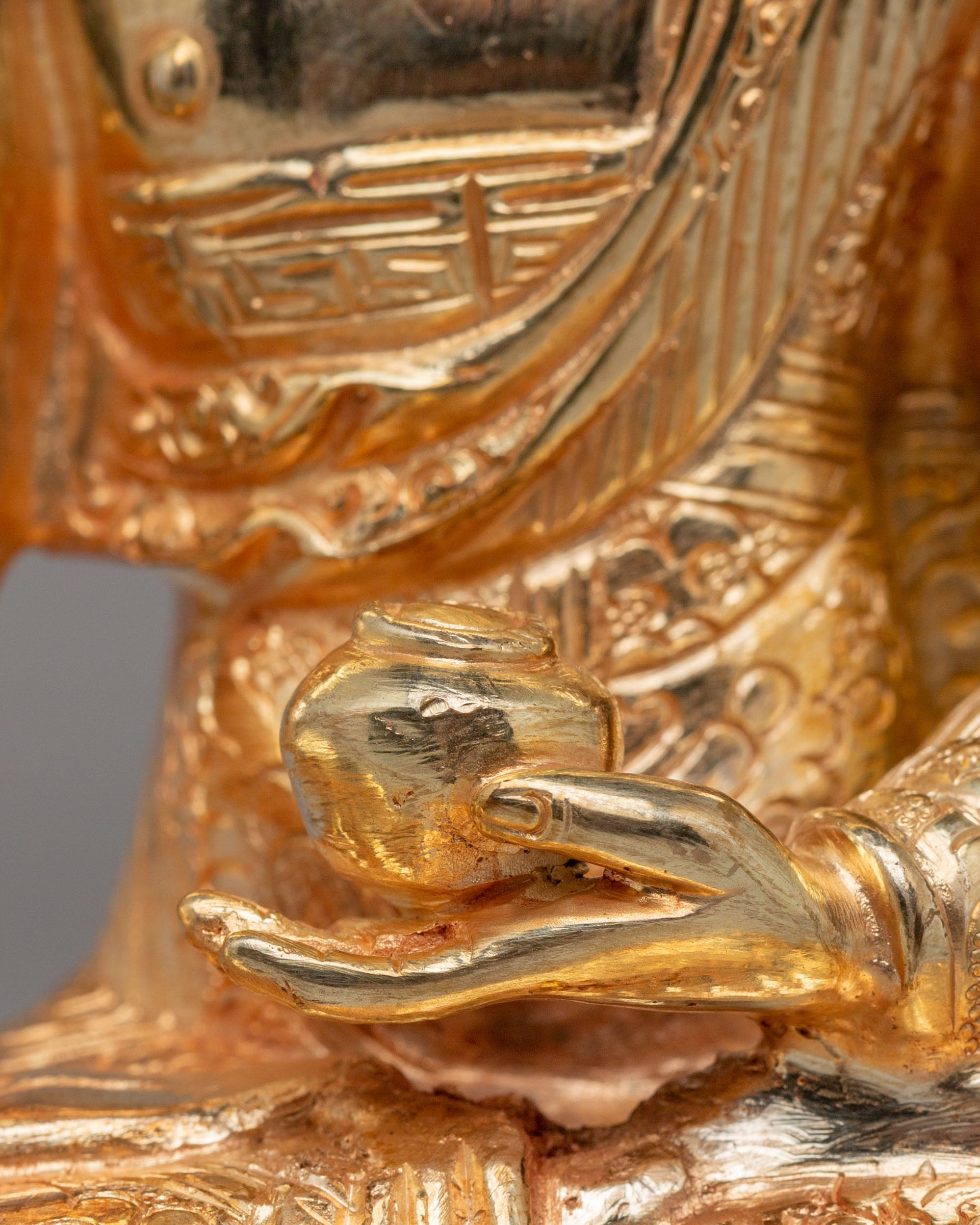 Sage Shakyamuni Buddha Figurine | 24K Gold Plated Buddhist Sculpture