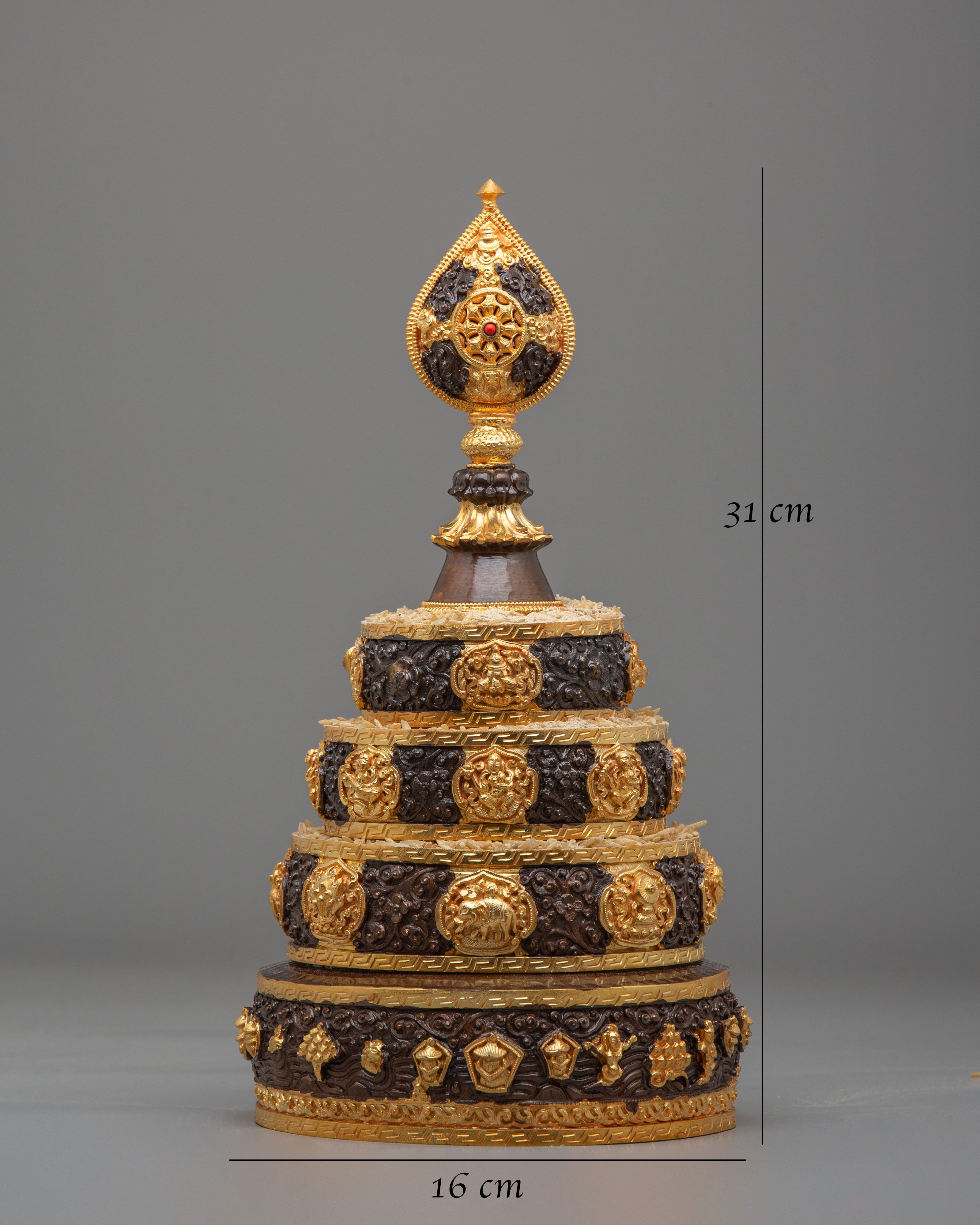 Ceremonial Altar Mandala Offering | Gold Plated Copper Buddhist Ritual Art
