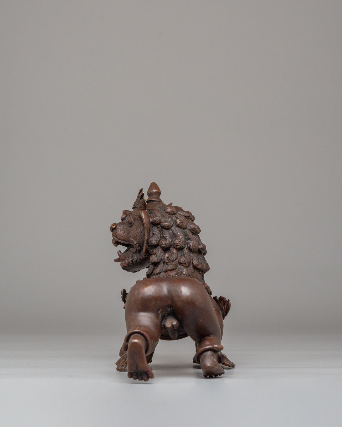 Guardian Lion Set Sculpture | Oxidized Copper Buddhist Protector Statues