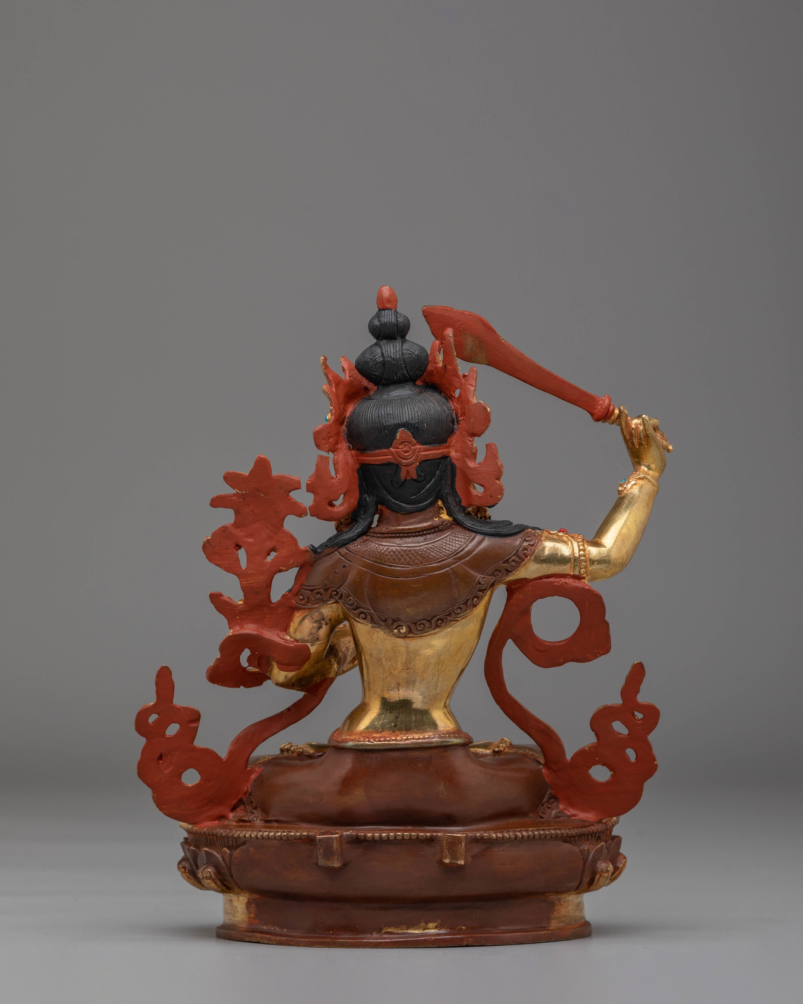 Sacred Wisdom Deity Manjushri Statue | Copper Body with Gold Plating