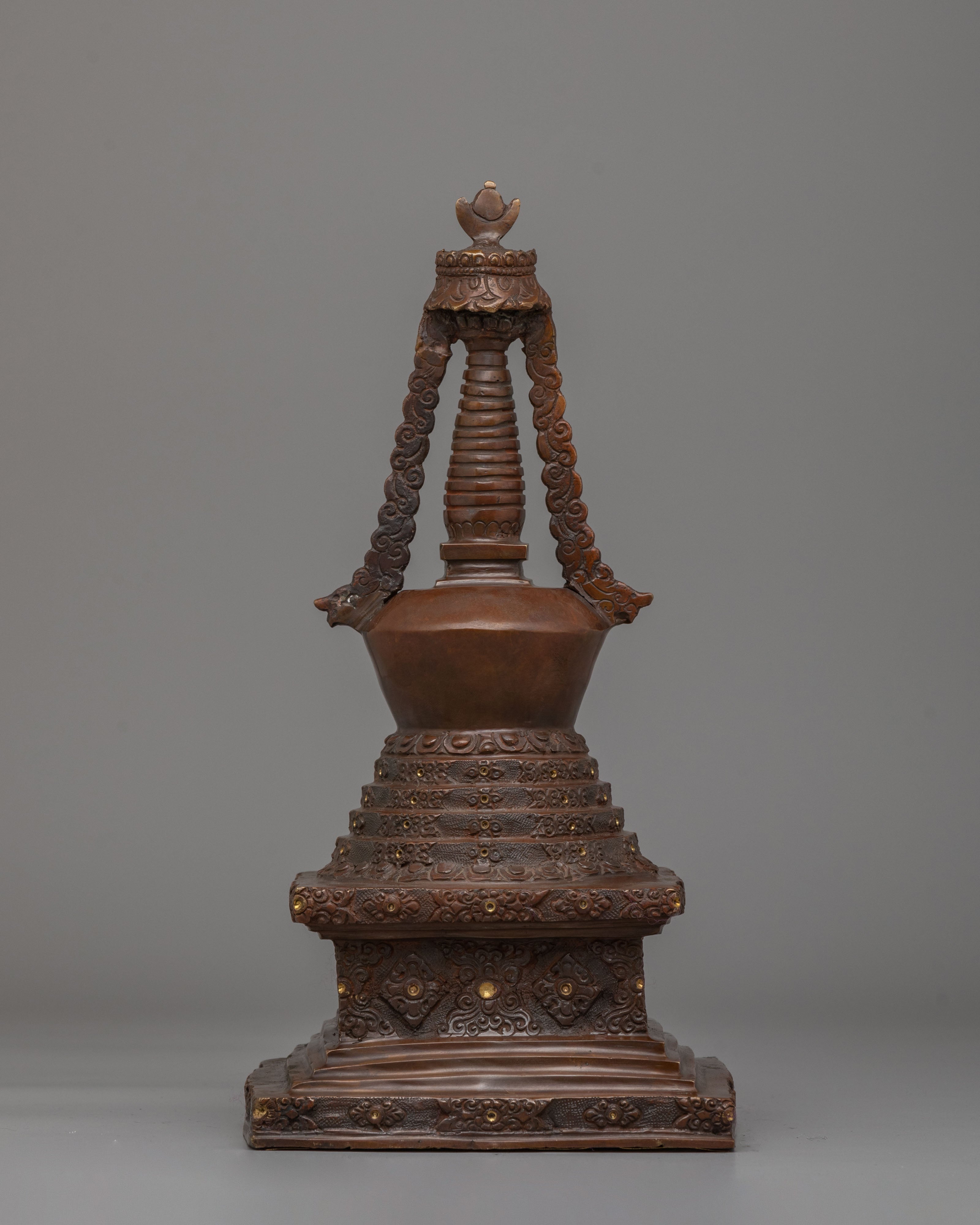 Handmade Lotus Blossom Stupa For Altar | Tibetan Ritual Art
