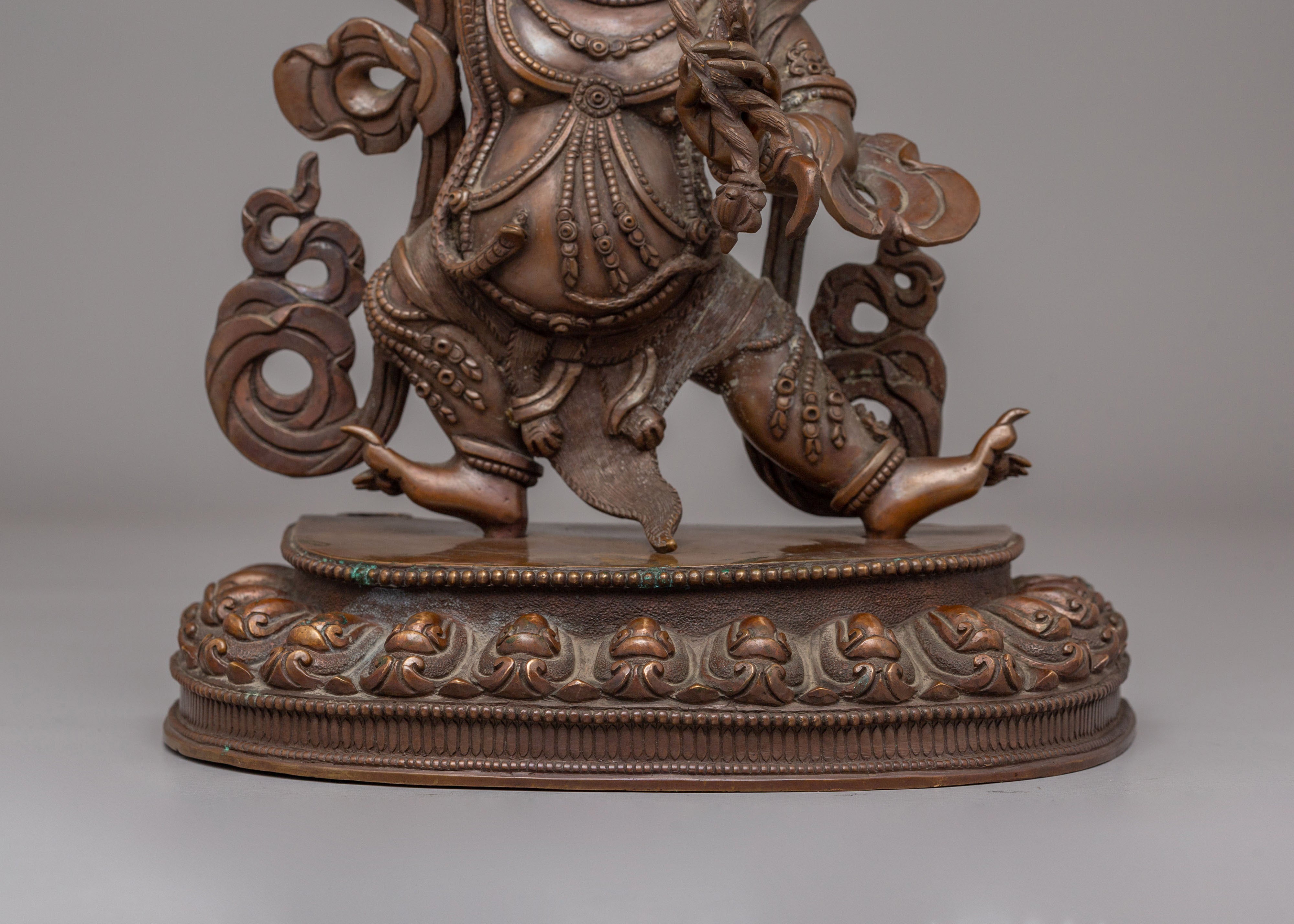Sacred Himalayan Vajrapani Meditation Statue | Handcrafted Oxidized Copper Vajrapani