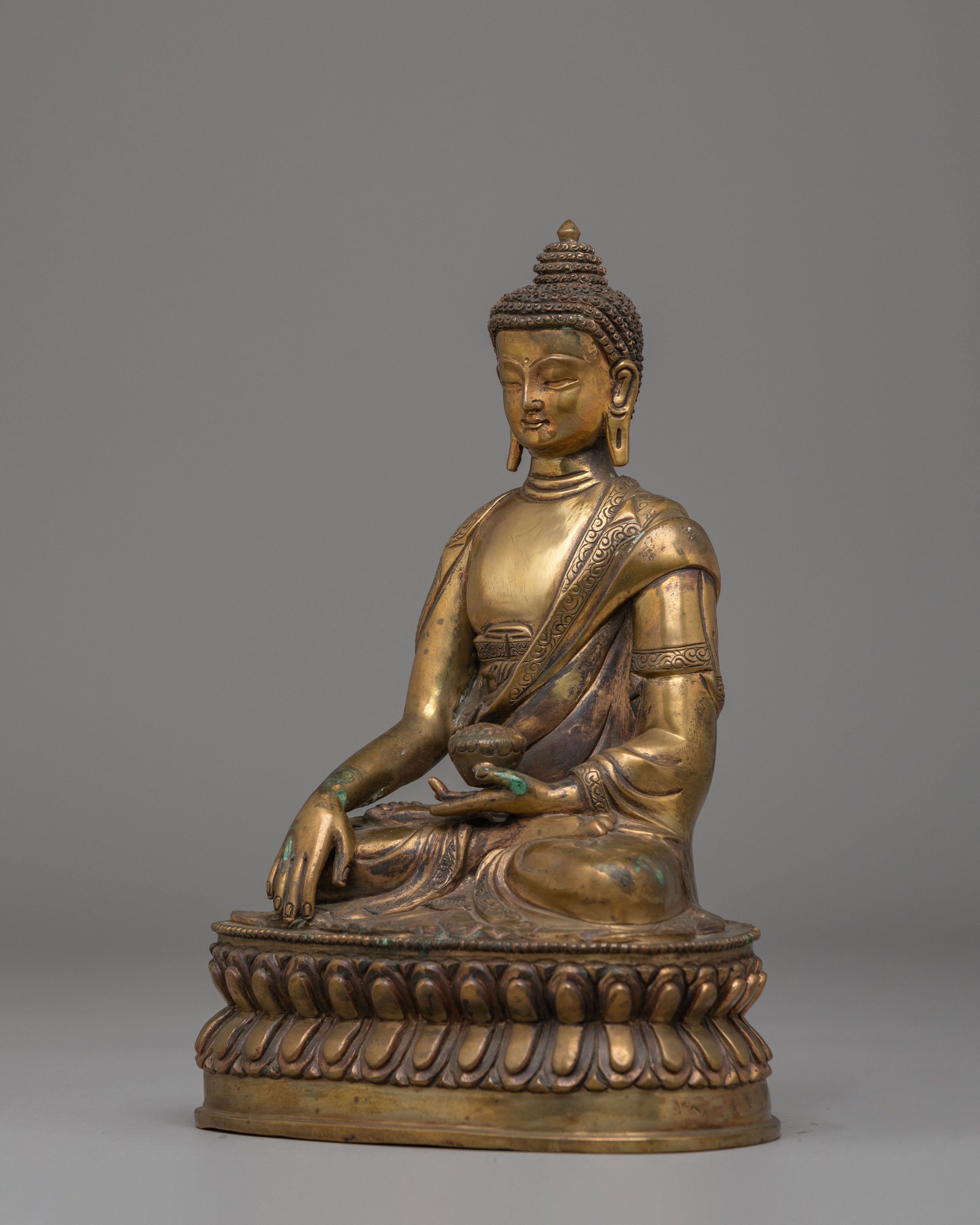 Enlightened Shakyamuni Buddha Altar Statue | Handcrafted Copper Buddhist Sculpture