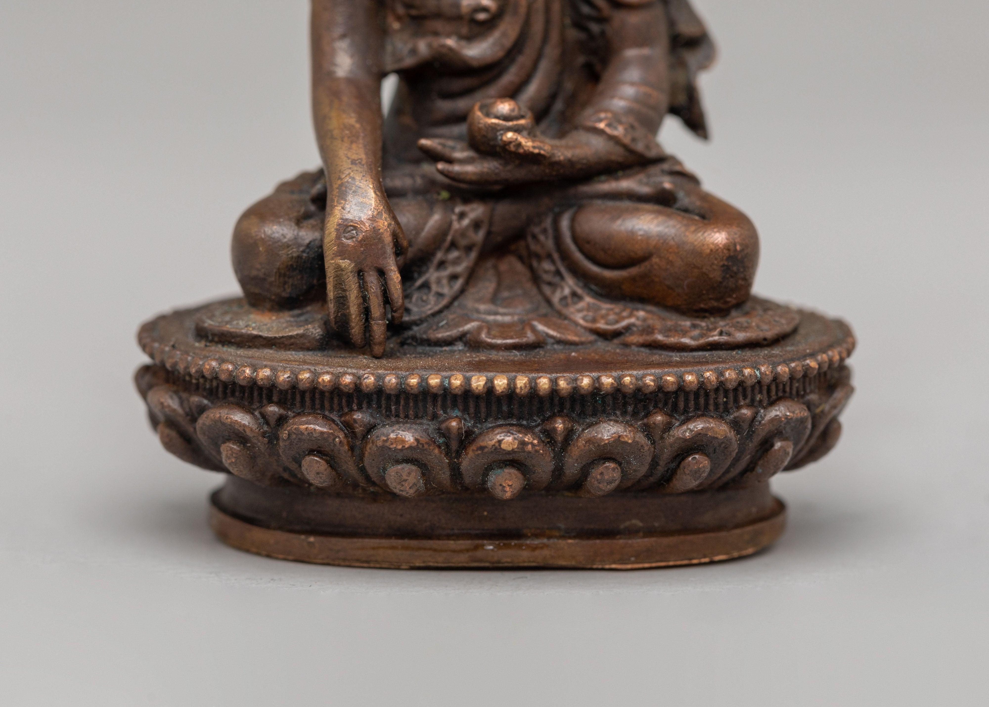 Scared Shakyamuni Buddha Altar Statue | Oxidized Copper Shakyamuni Buddha