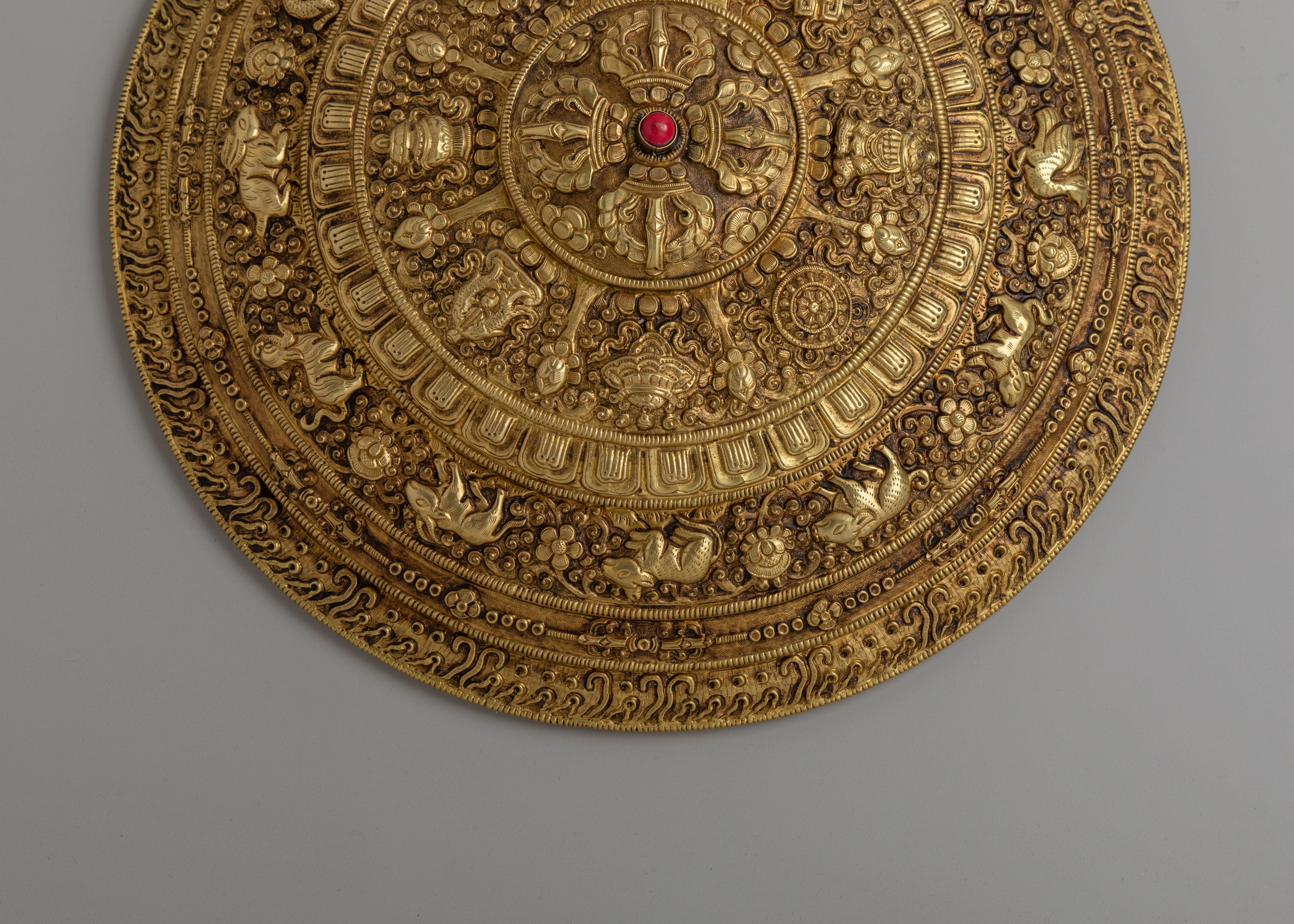 Asthamangala Mandala Wall Hanging | Copper Body with Electro Gold Plating