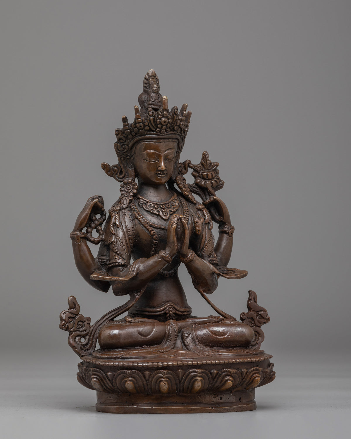 Tibetan Bodhisattva Chenrezig Statue | Handcrafted Tibetan Buddhist Art
