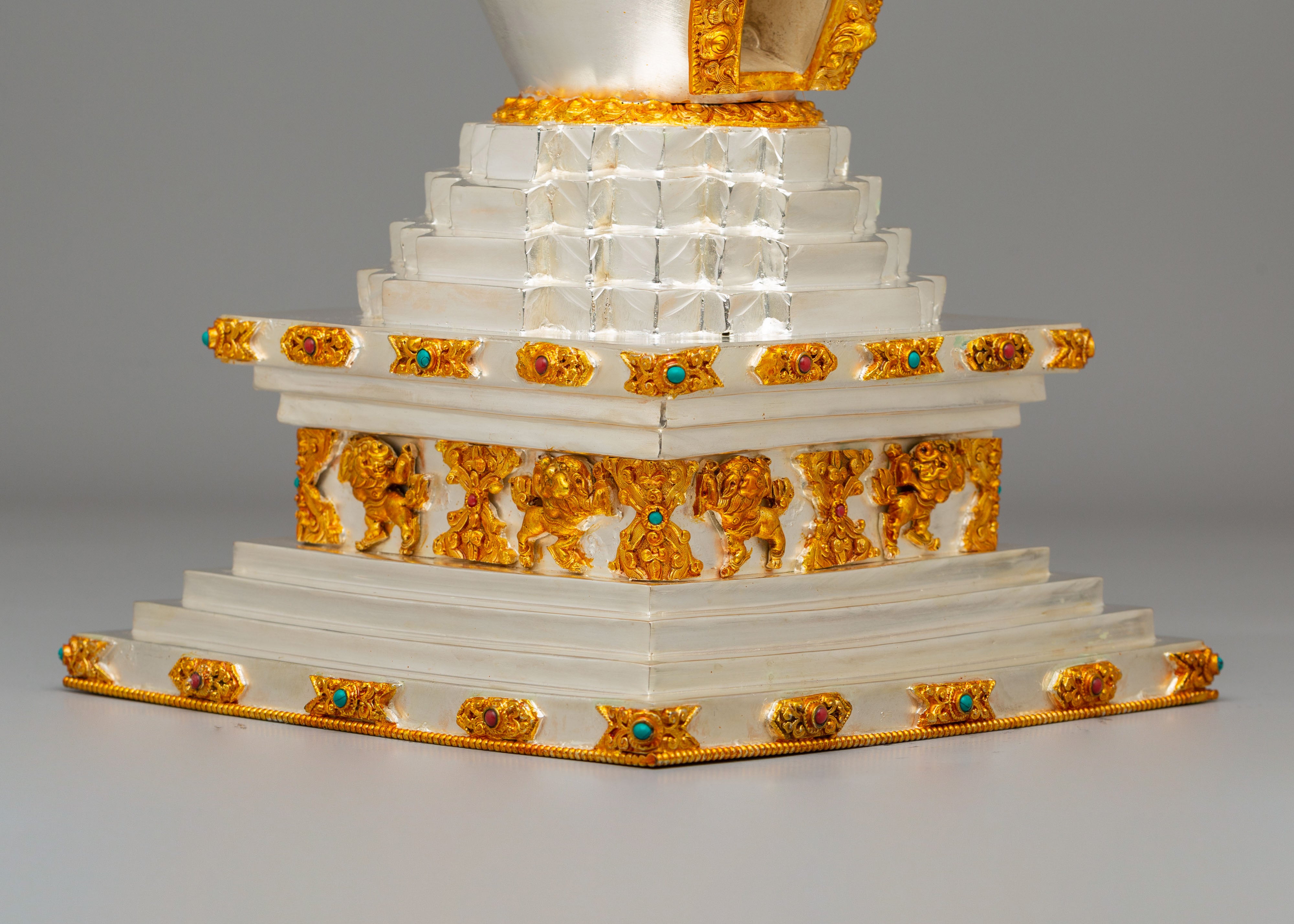 Scared Tibetan Stupa | Gold Plated Copper Stupa for Home Decor