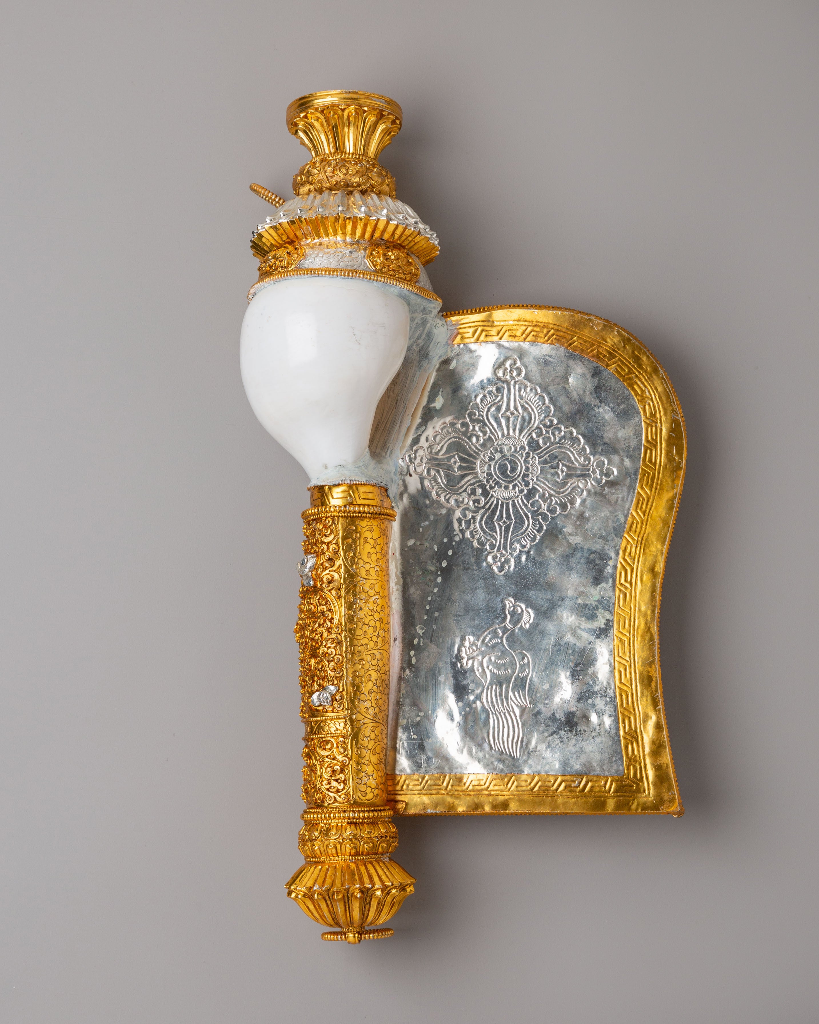 Sacred Conch Shell With Dragon Motif | Buddhist Ritual Conch