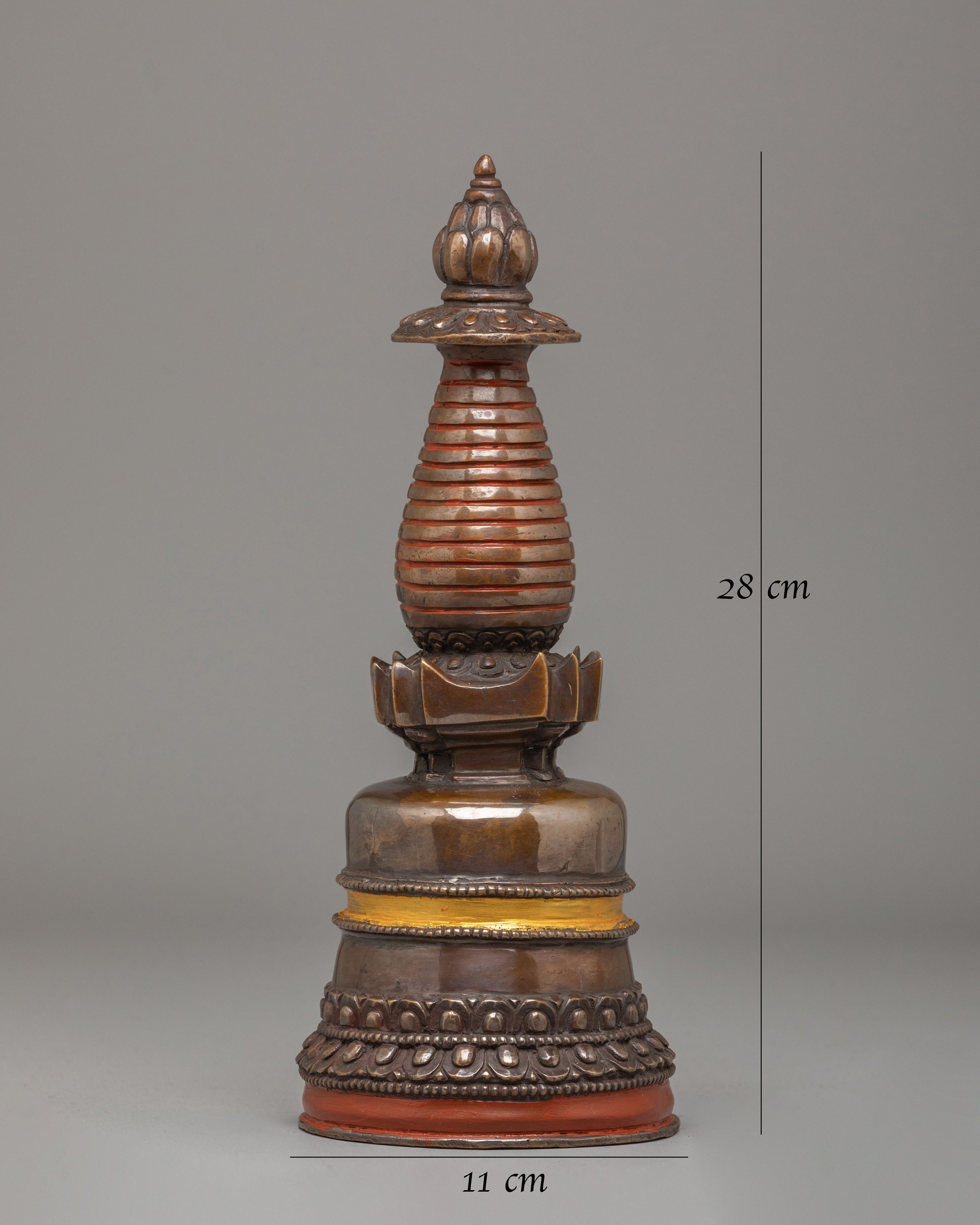 Vajrayana Kadampa Altar Stupa | Oxidized Copper Buddhist Stupa