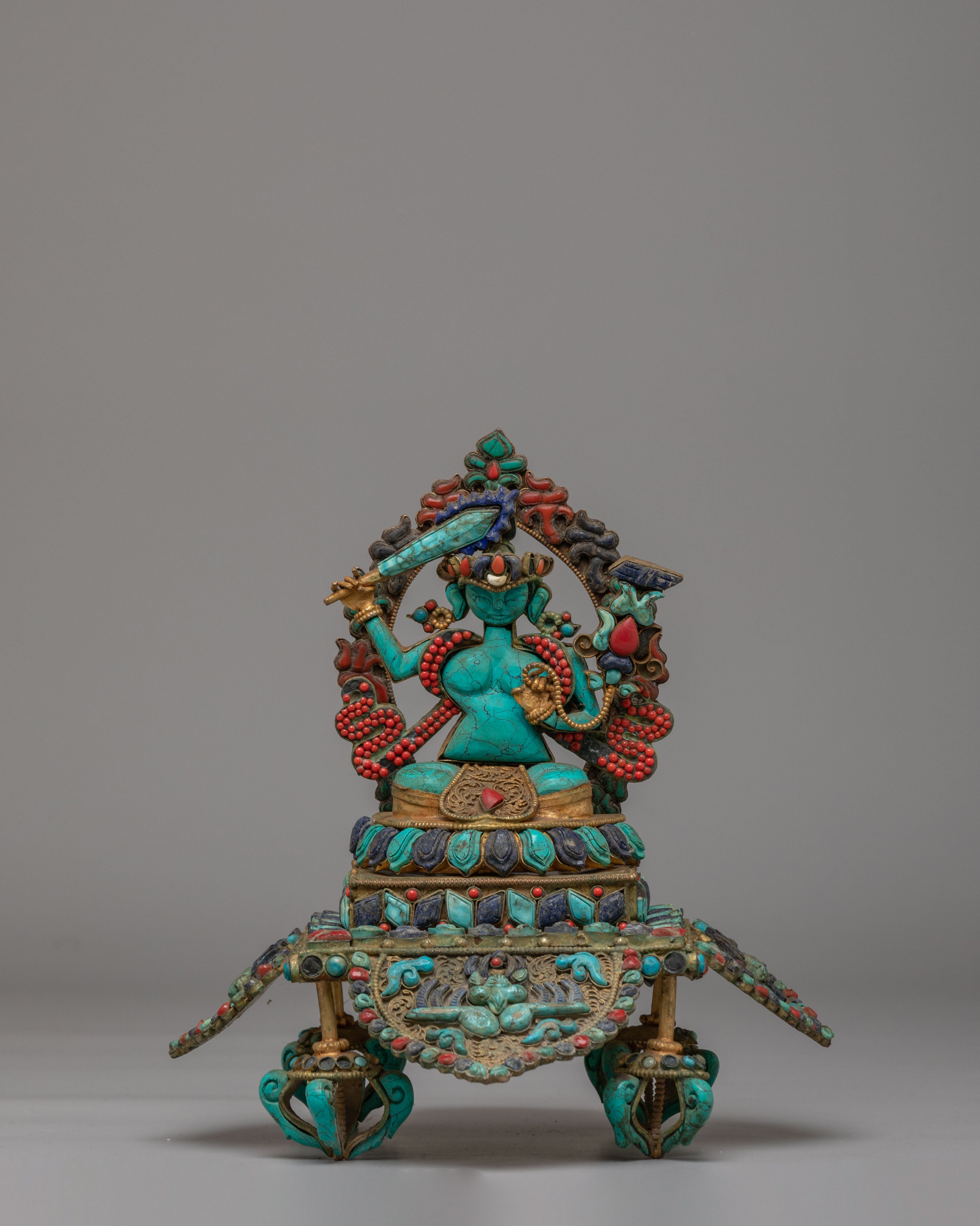 Manjushri Wisdom Statue | Handcrafted Copper Sculpture with Filigree Work
