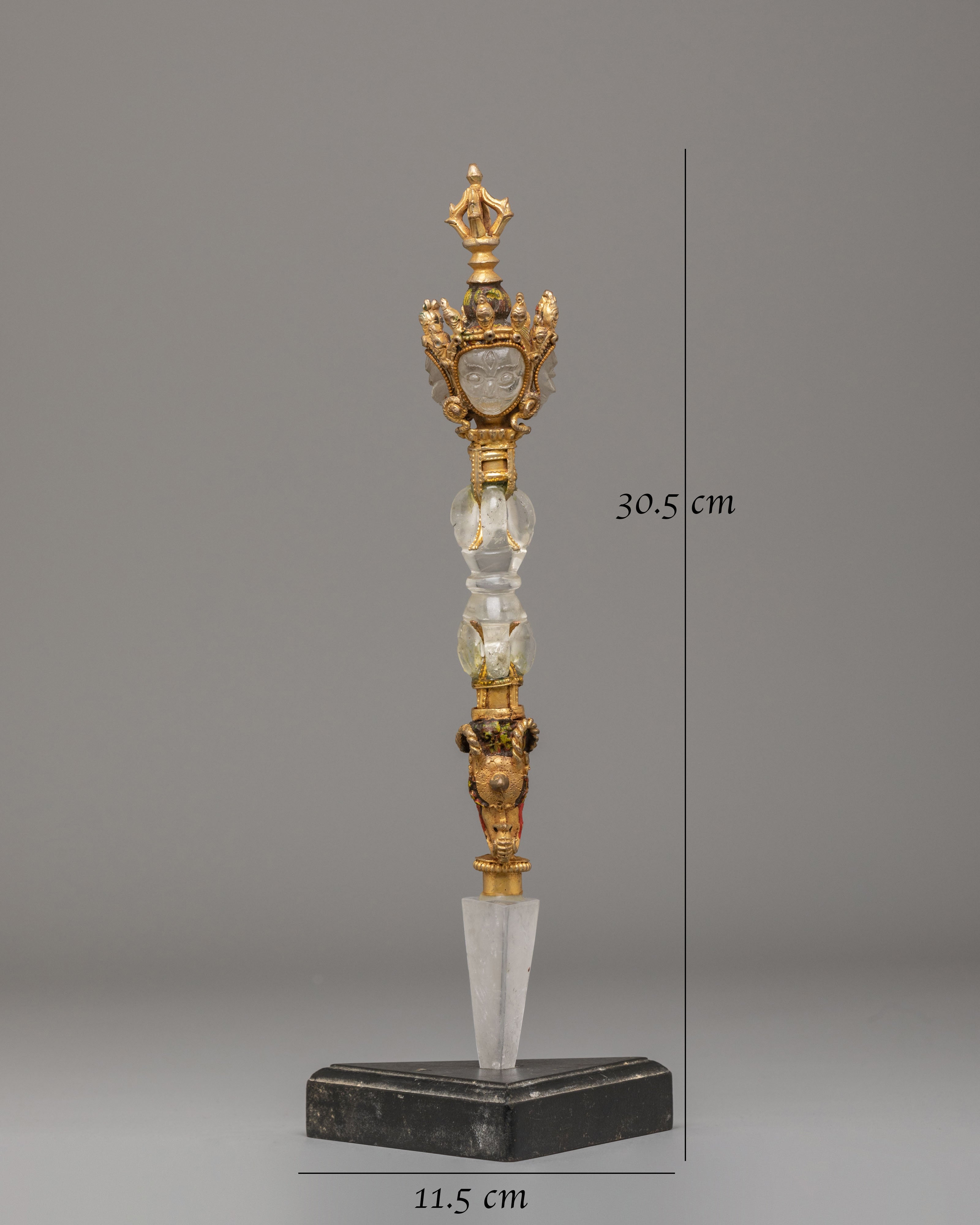 Sacred Buddhist Crystal Ritual Dagger | Phurba for Altar