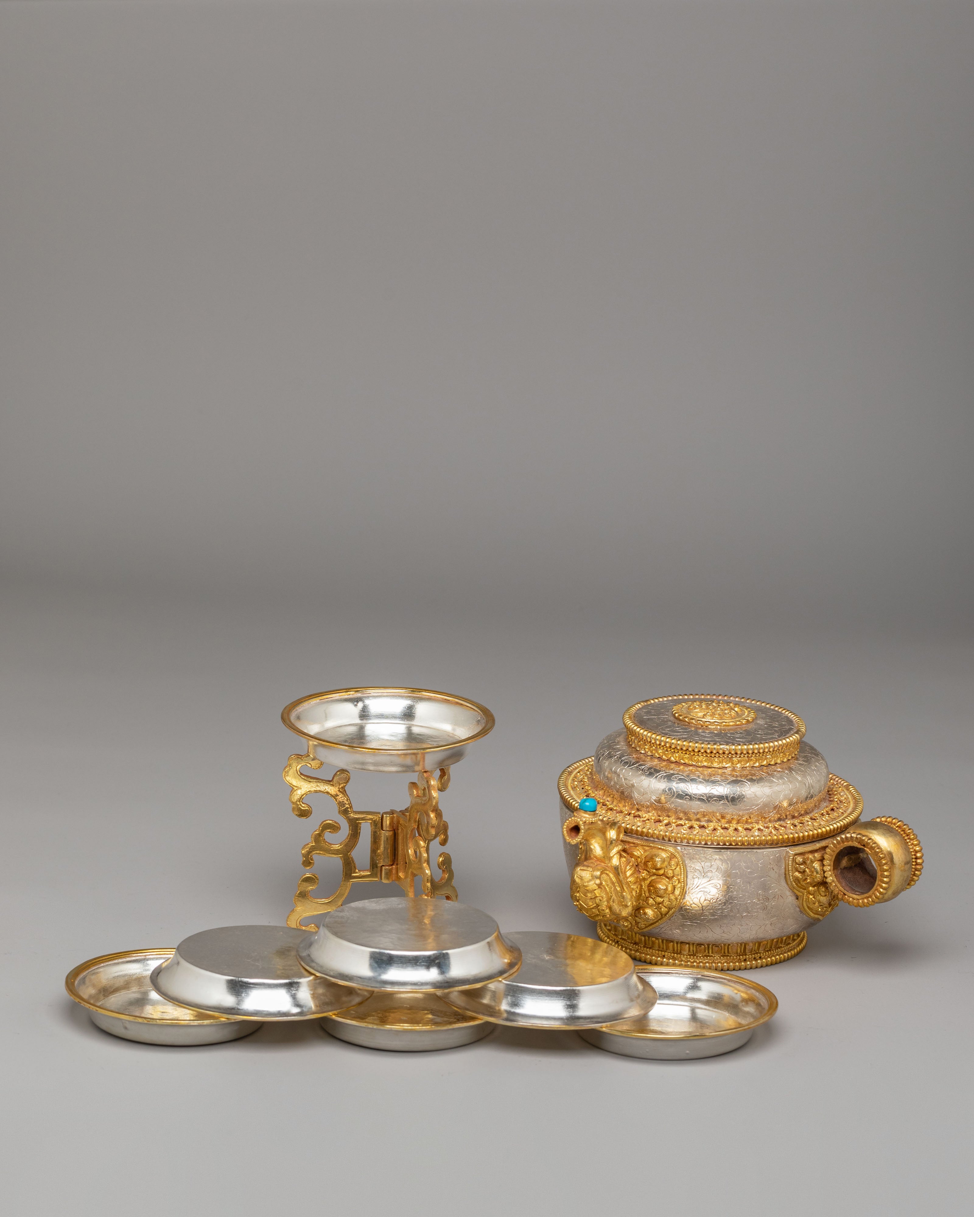 Silver-Plated Shrine Water Offering Bowls | Elegant Ritual Tools for Spiritual Practice