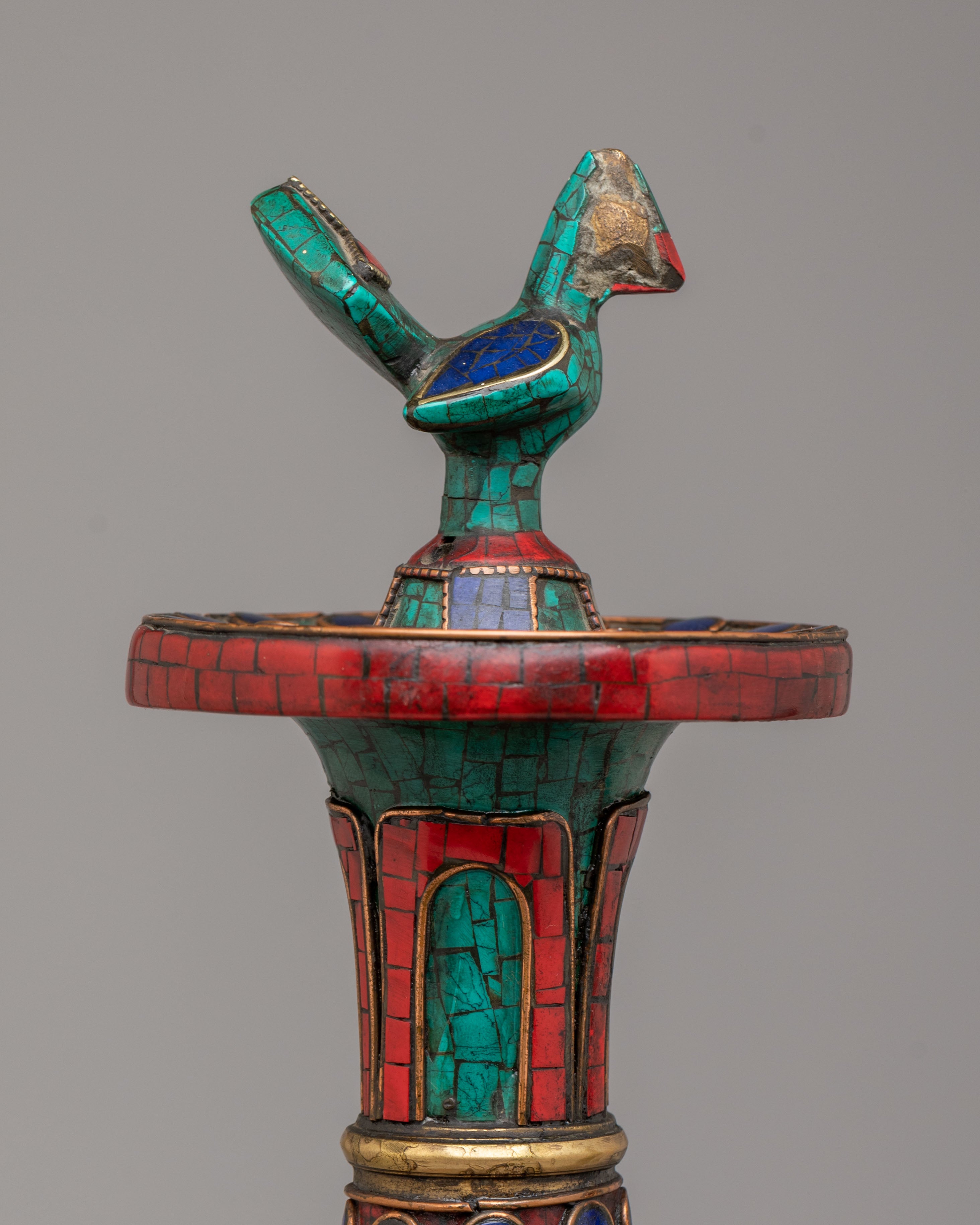 Sacred Tibetan Teapot With Bird Design | Handcrafted Copper Pot