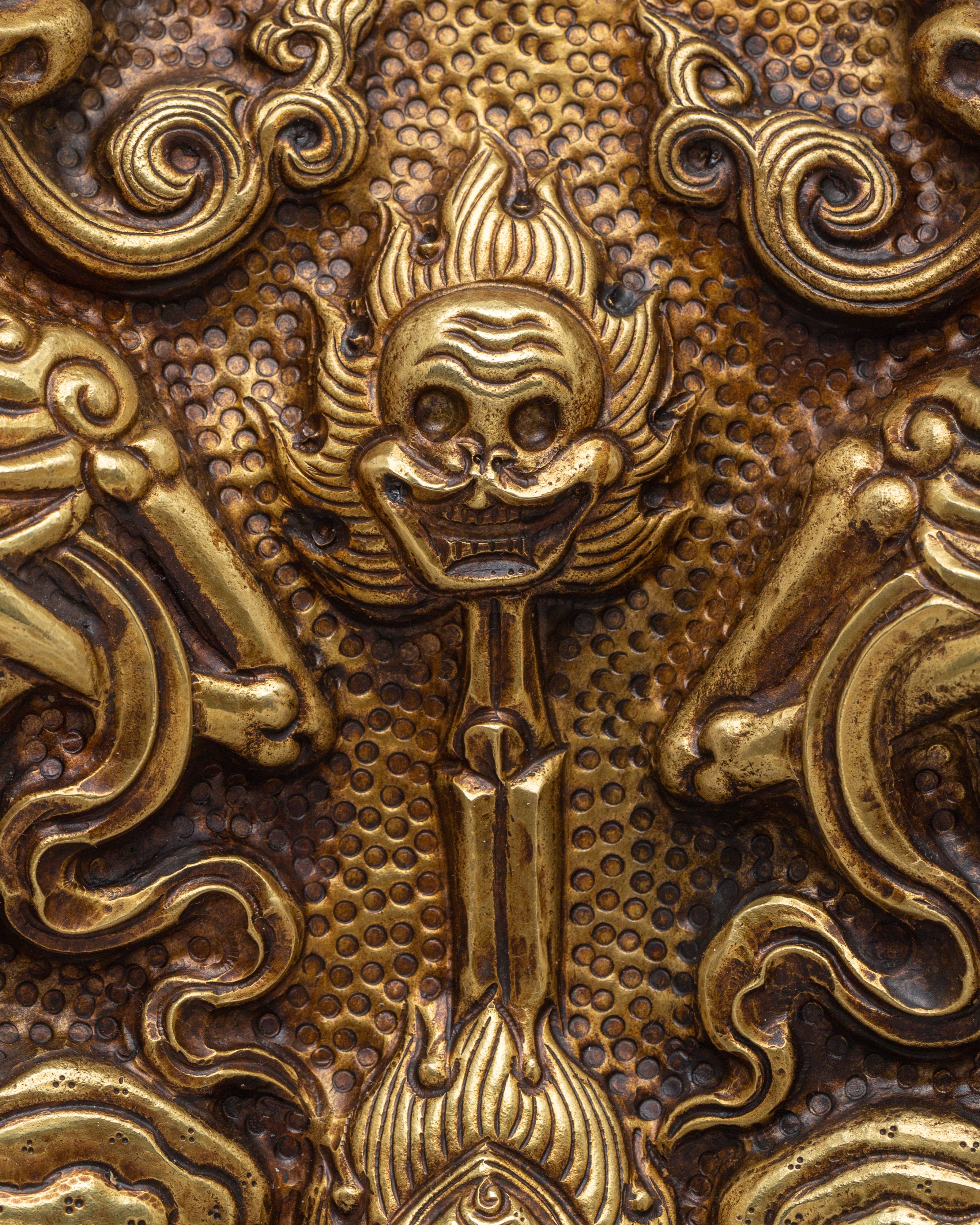 Buddhist Citipati Wall Hanging | Handcrafted Tibetan Skull Deity Art