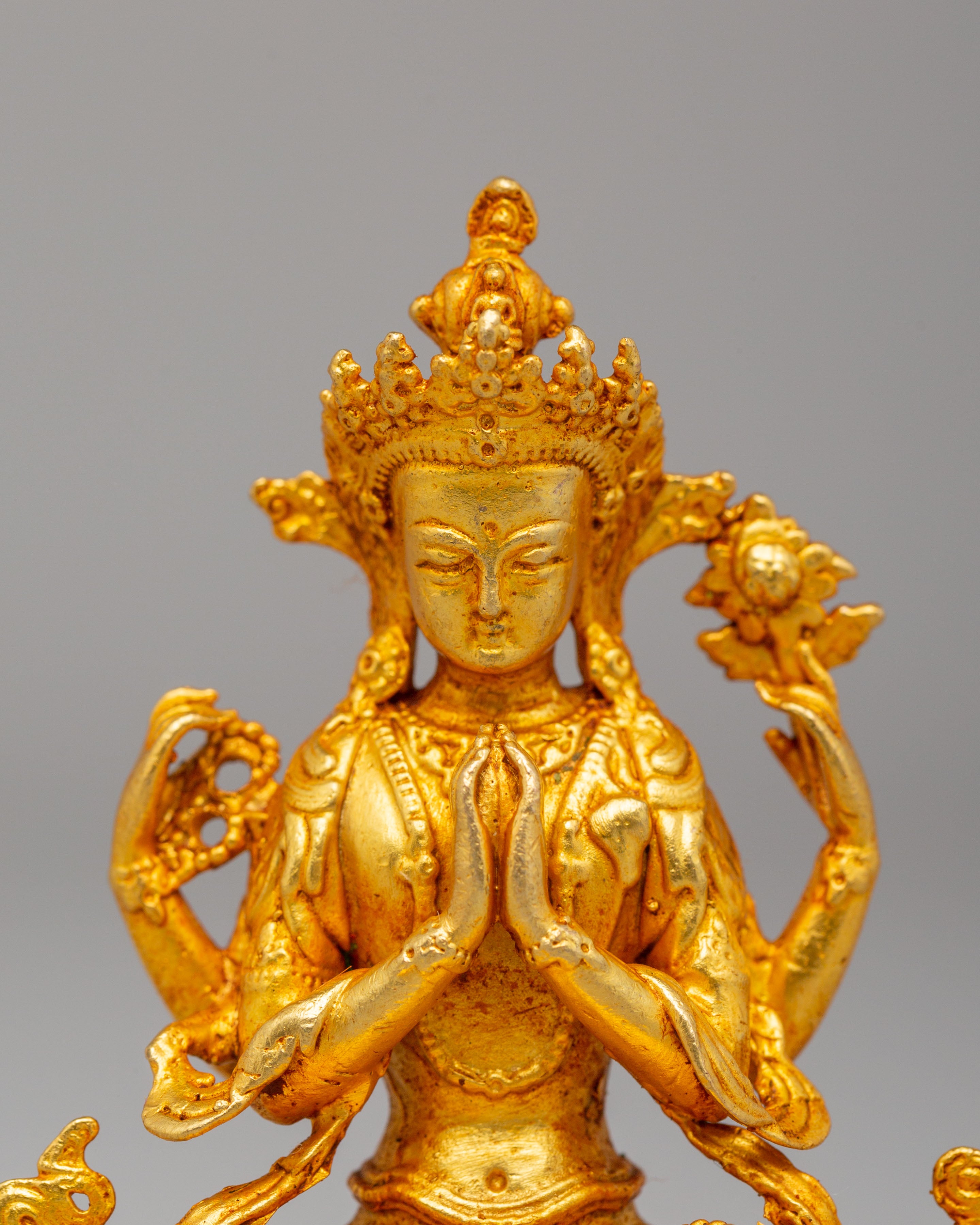 Tibetan Buddha Dharma Sangha Statue | Shakyamuni, Chenrezig & Guru Rinpoche Figurine