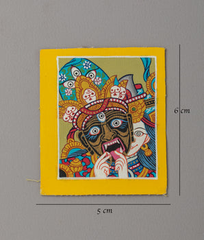 Three Eyes Zashi Lhamo Thangka For Locket | Handmade Tibetan Artwork