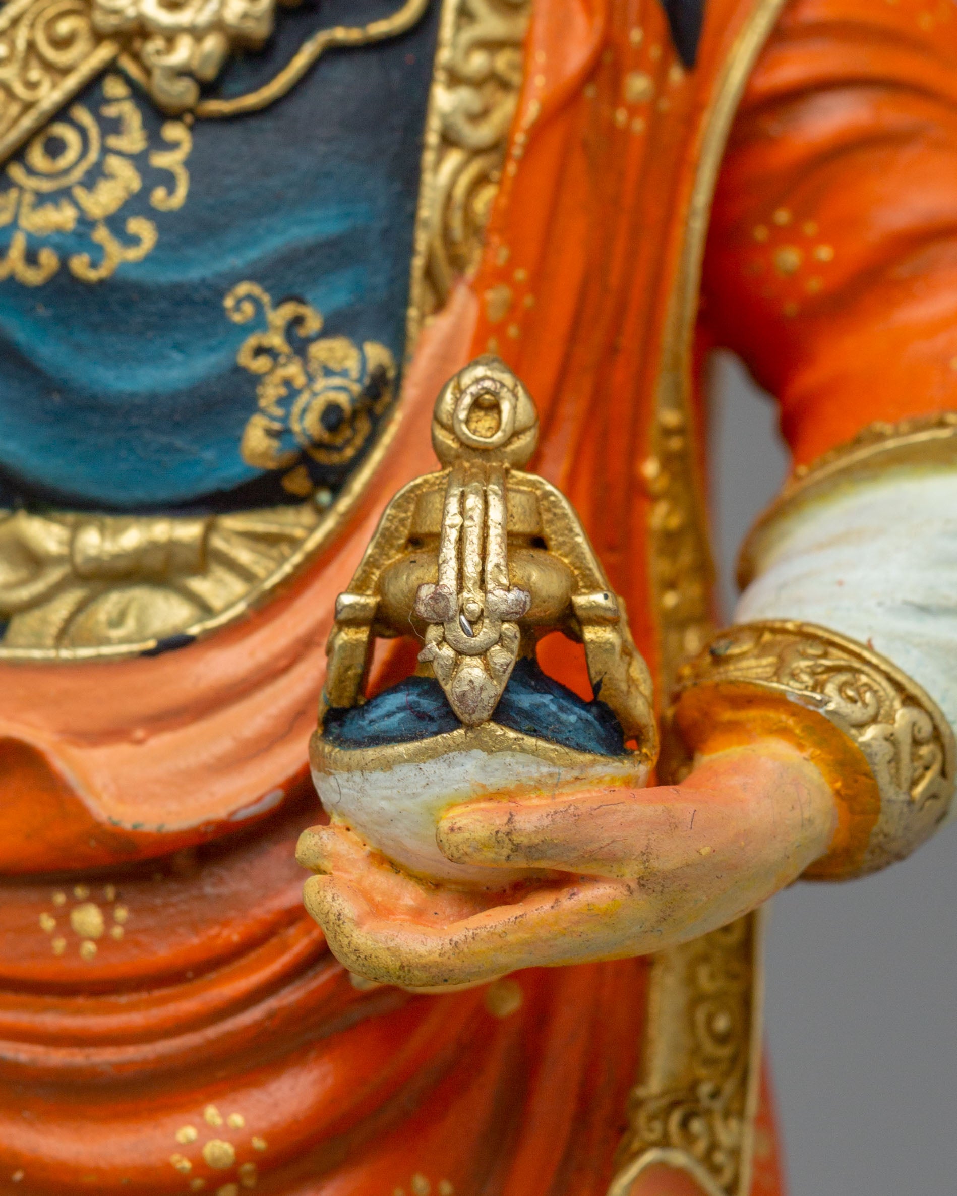 Tibetan Standing Guru Rinpoche Statue | Handcrafted Copper Figure for Altar