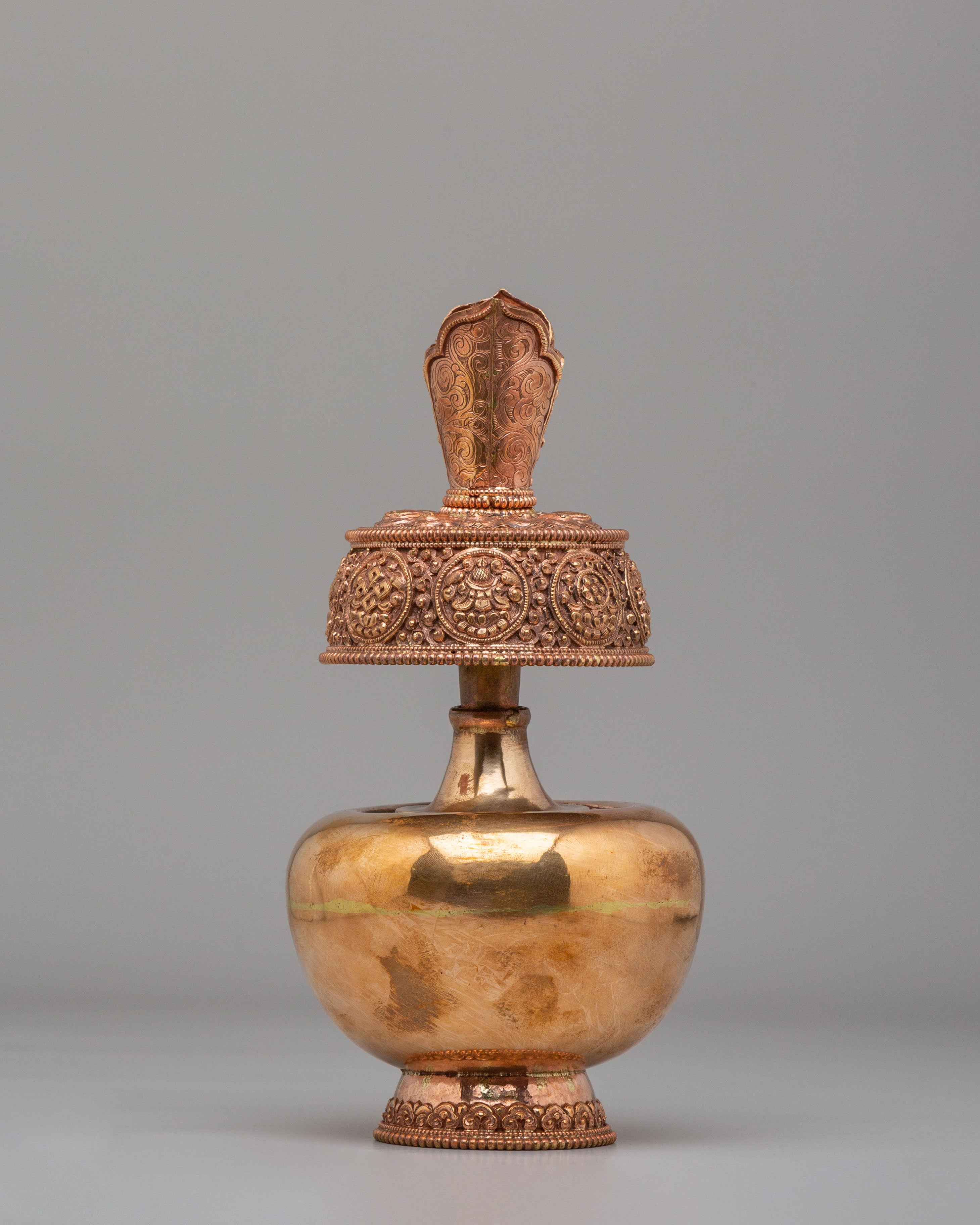 Sacred Tibetan Altar Bhumba Set | Copper Ritual Offering Vessels