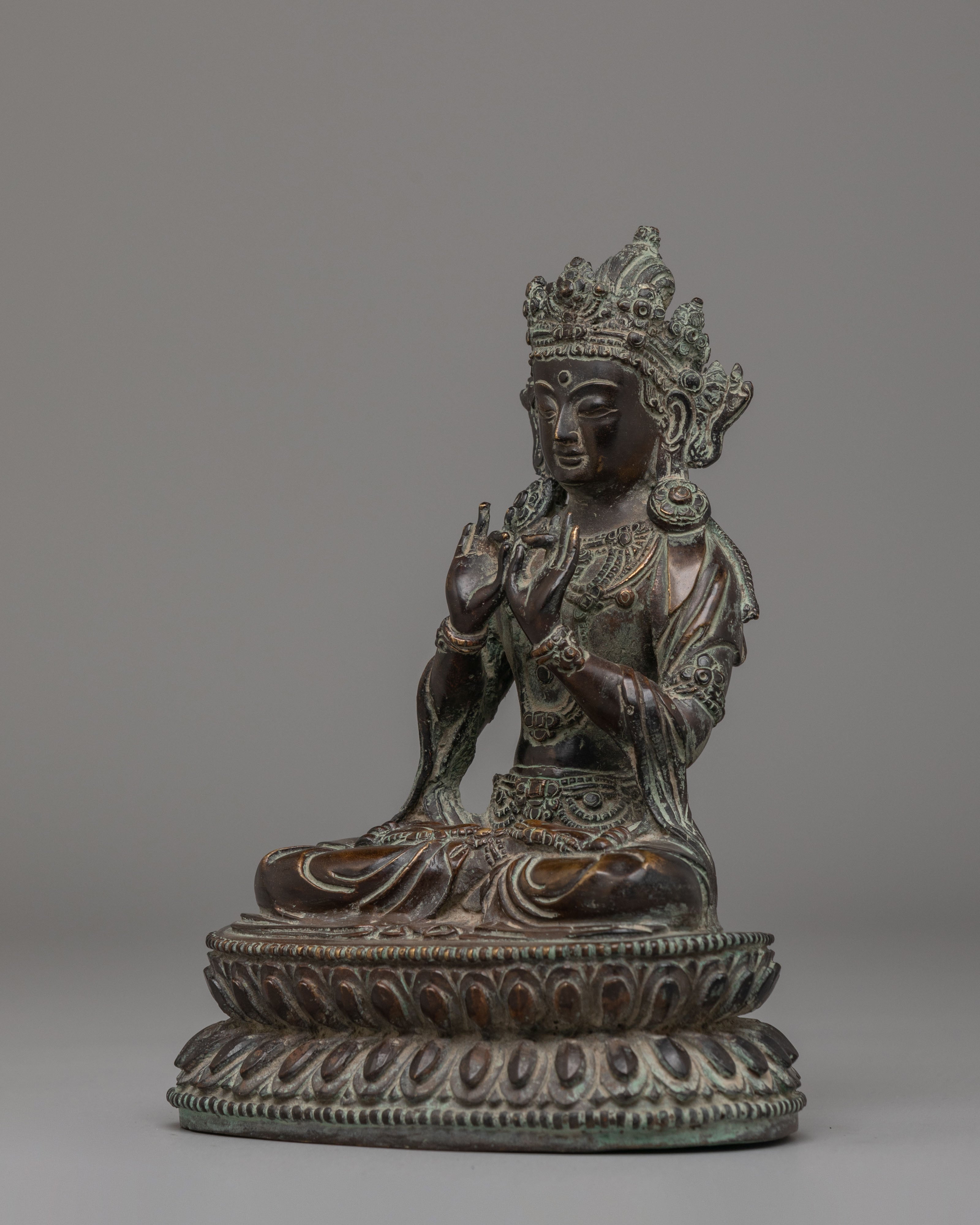 Traditional Akasagarbha Statue | Oxidized Copper Buddhist Sculpture