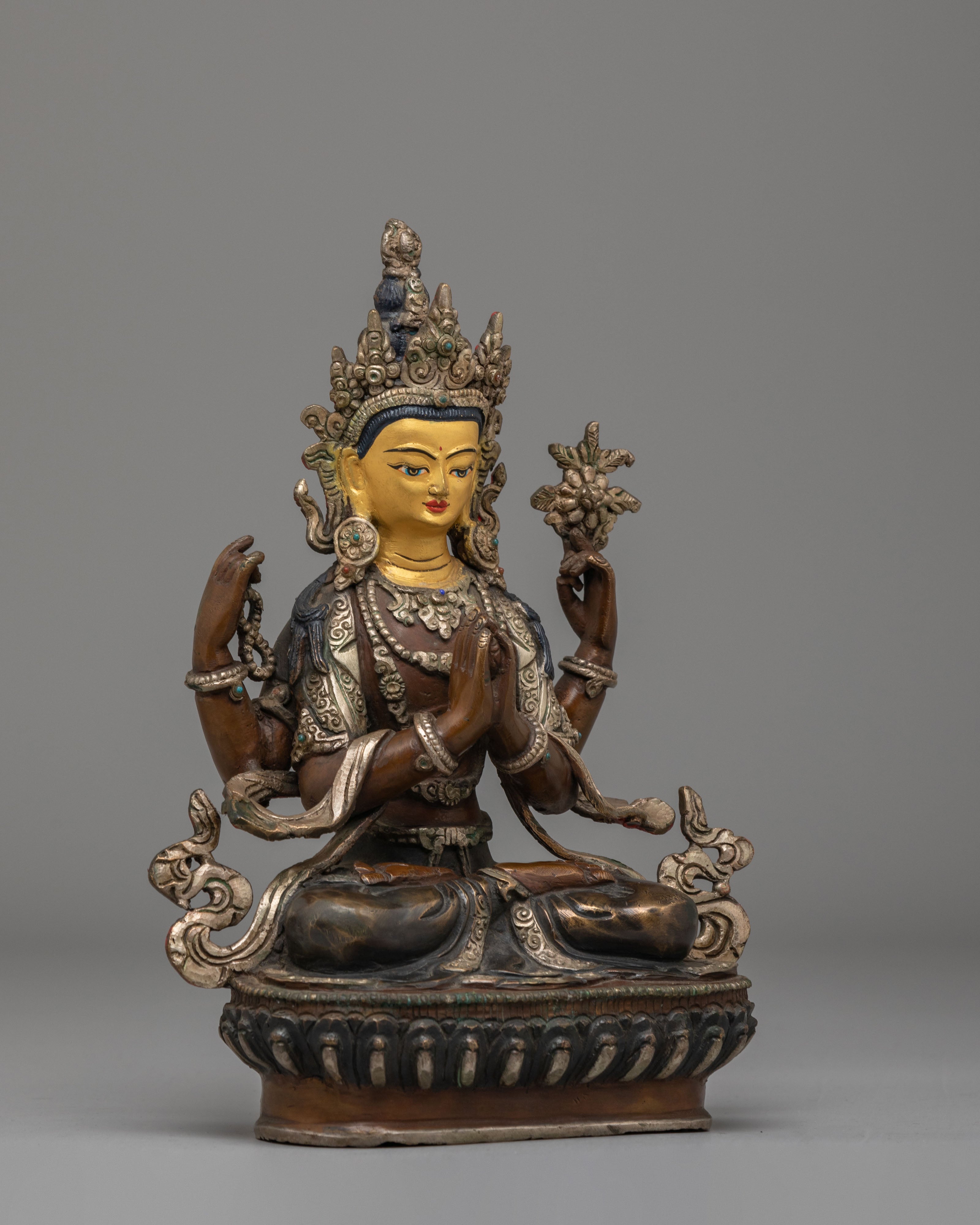 Sacred Tibetan Chenrezig Compassion Statue | Buddhist Compassion Bodhisattva