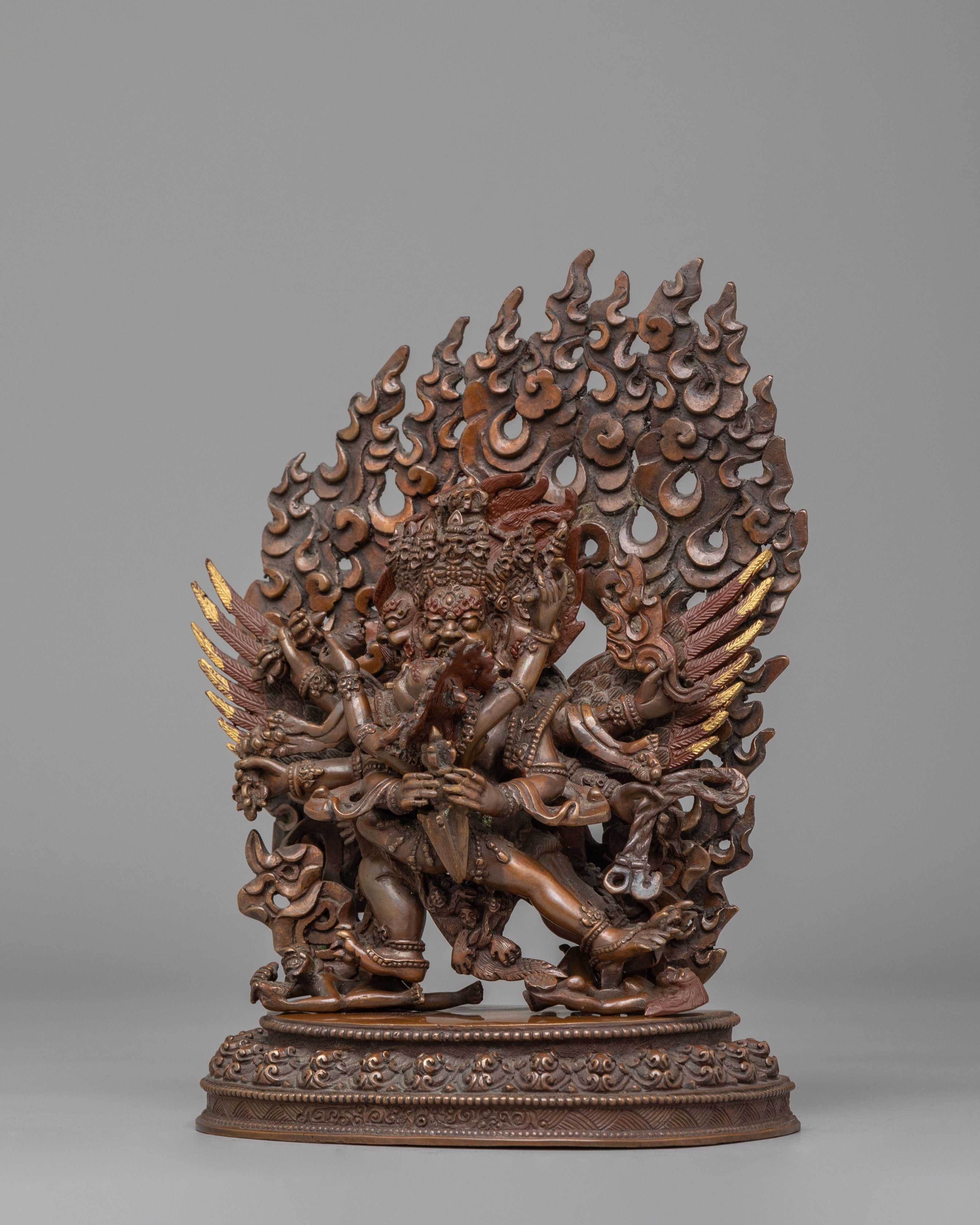 Vajrakilaya with Consort Statue | Oxidized Copper Body