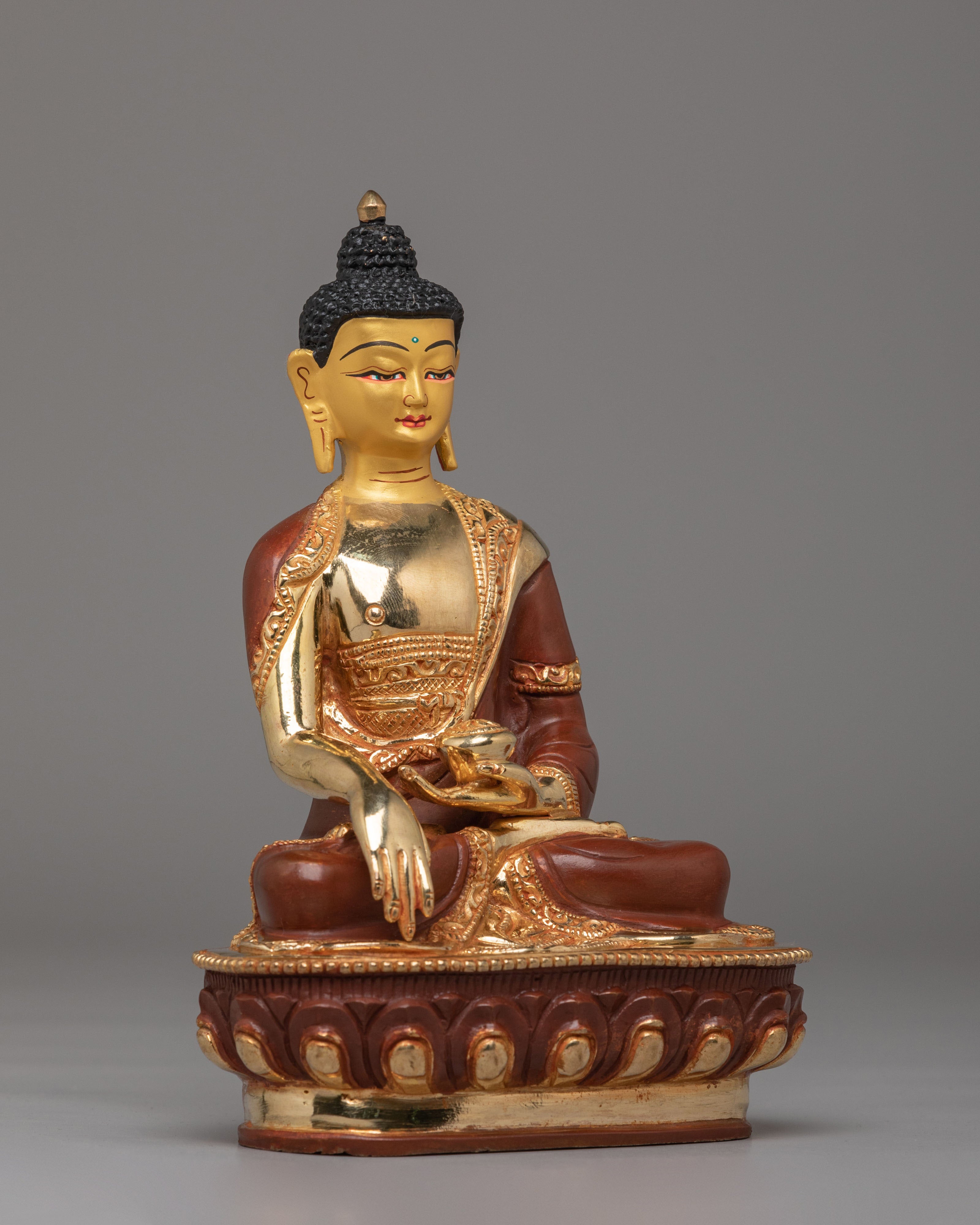 Historic Shakyamuni Buddha Statue | Gold Plated Buddhist Altar Decor