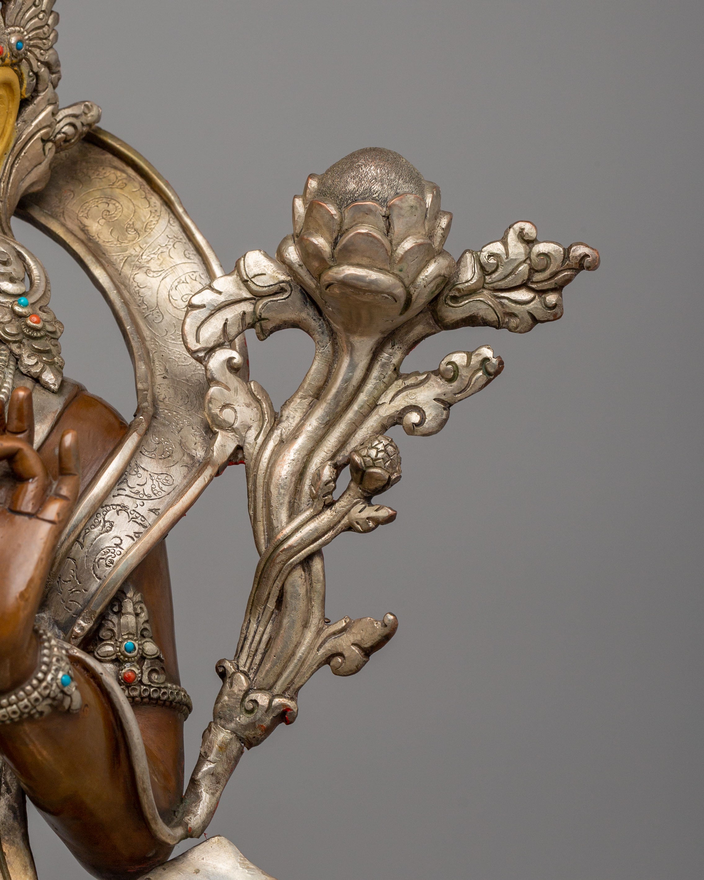 Sacred Compassion Green Tara Statue | Oxidized Copper Body