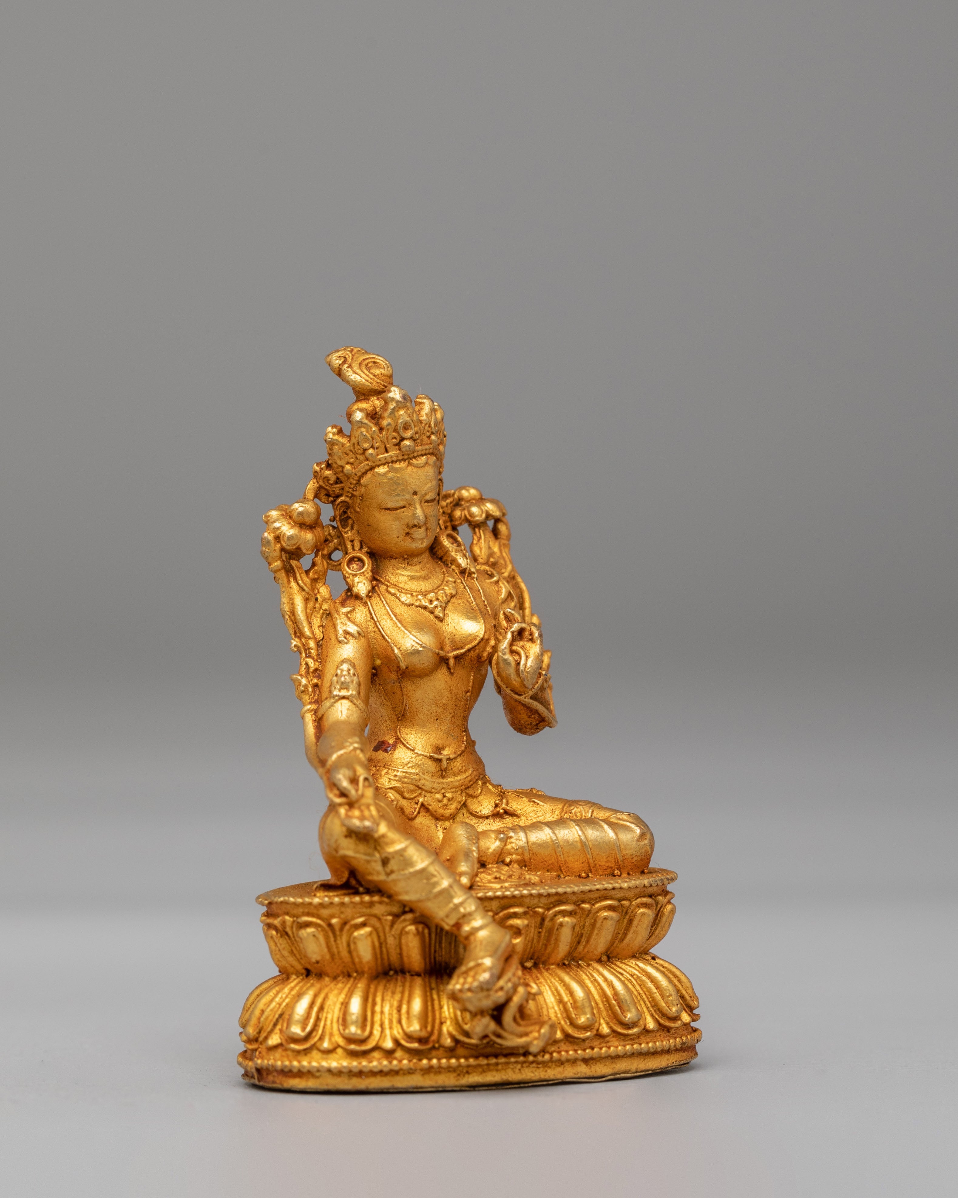 Green Tara Meditation Sculpture | Tibetan Goddess Figurine