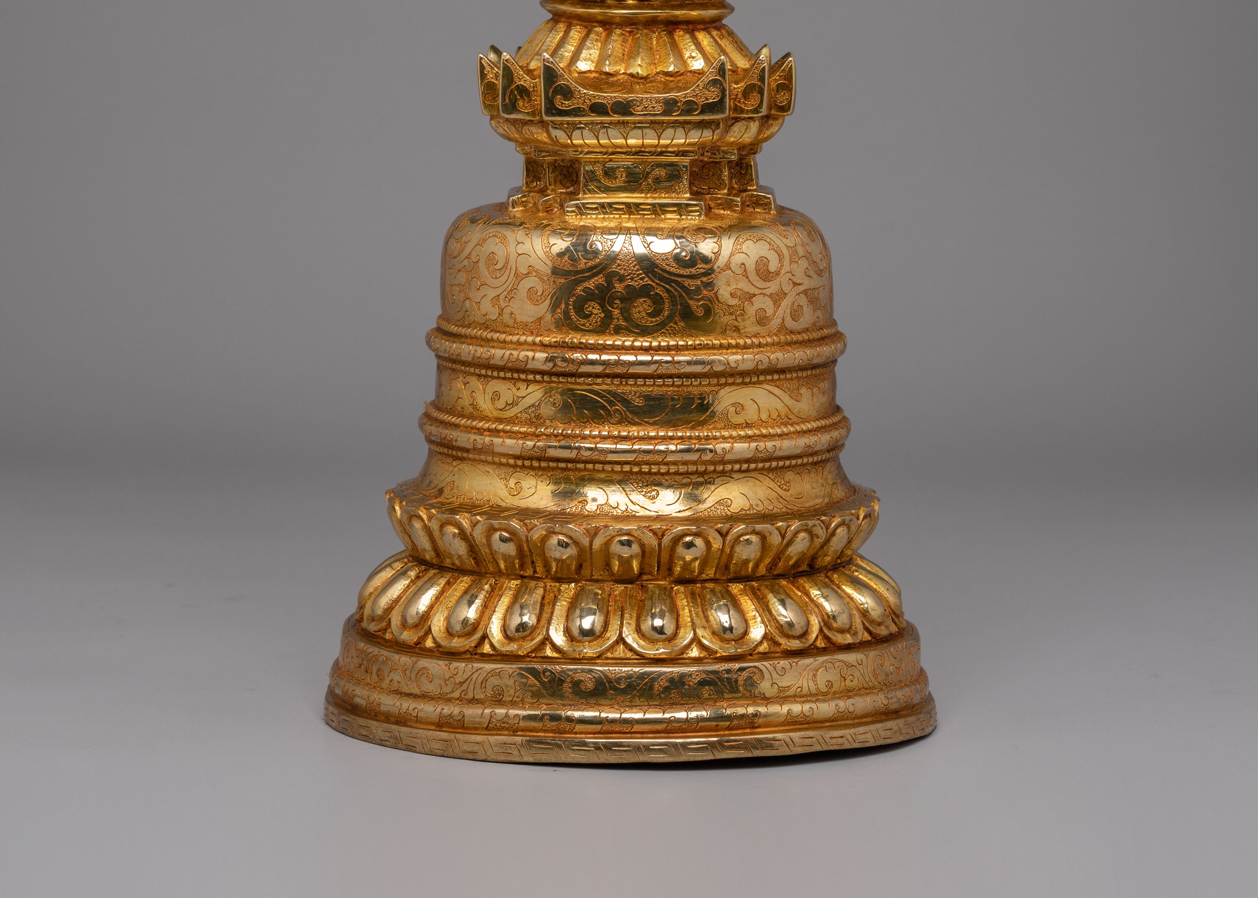 Traditional Ceremonial Kadampa Stupa | Handmade Copper Body with Gold Plating
