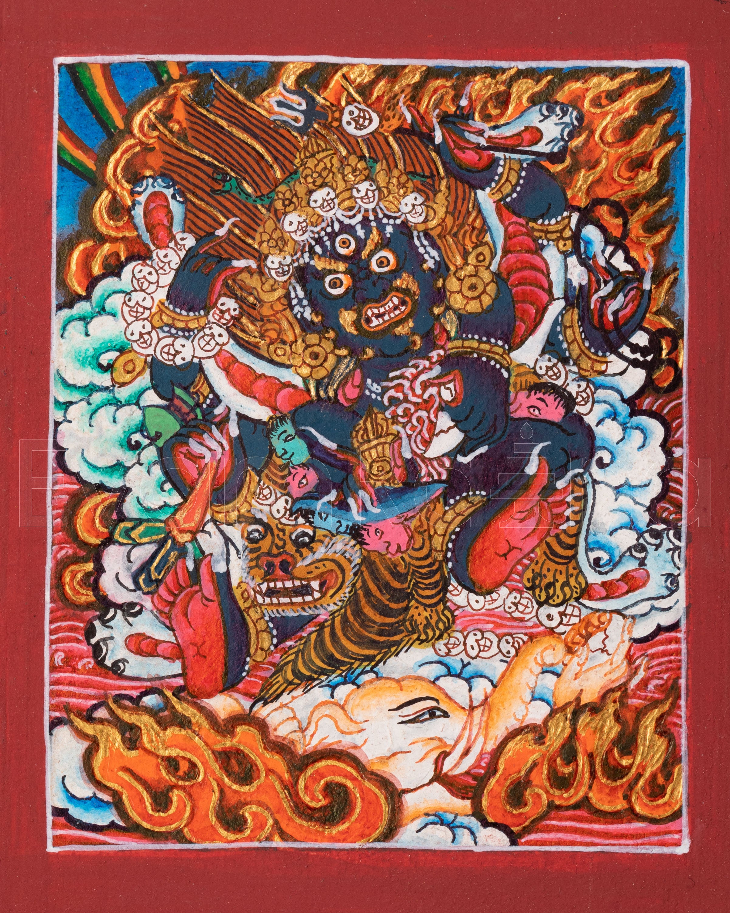 Six-Armed Mahakala Thangka for Locket 