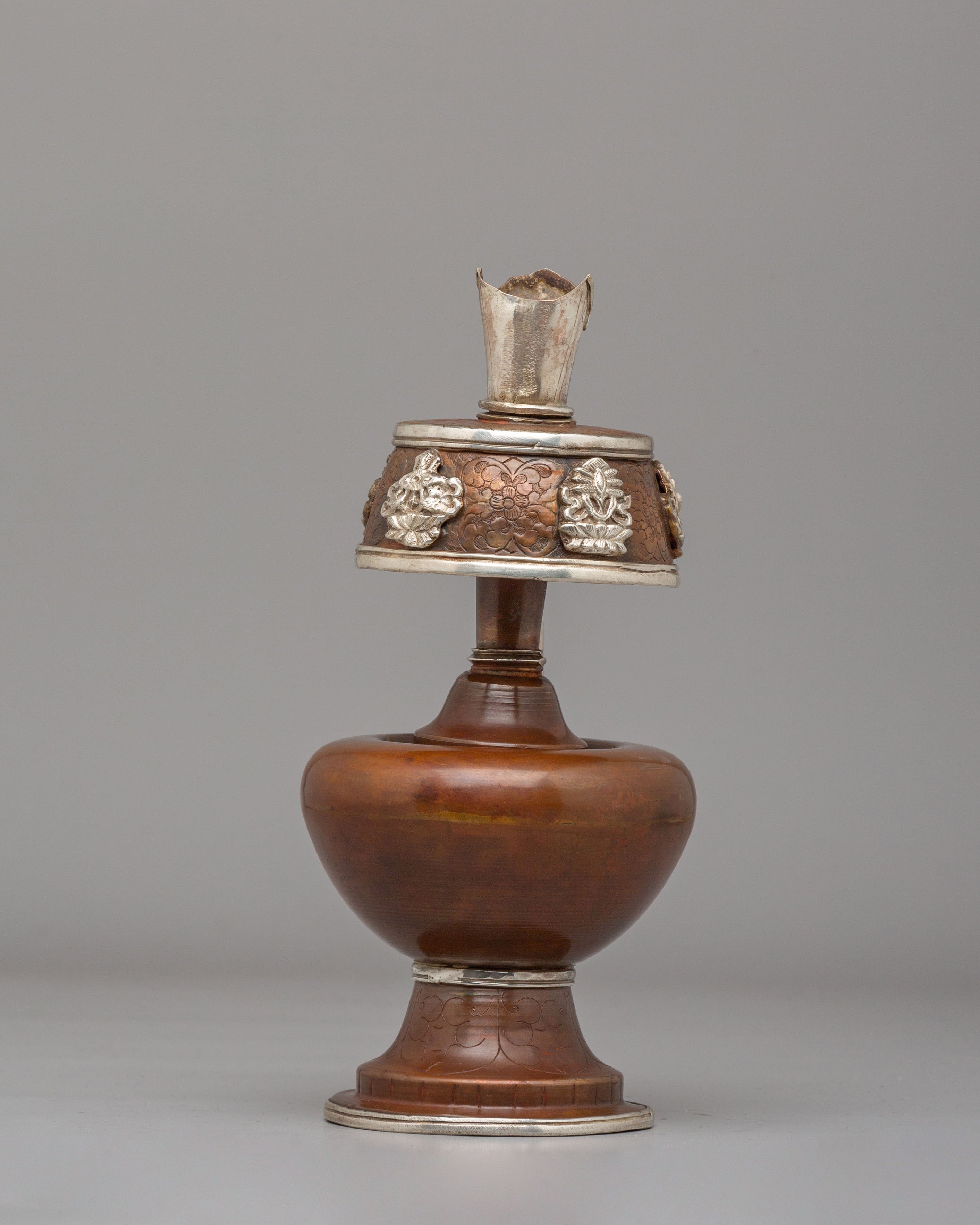 Spiritual Ceremonial Bhumba Pair | Tibetan Ritual Copper Silver Vessels
