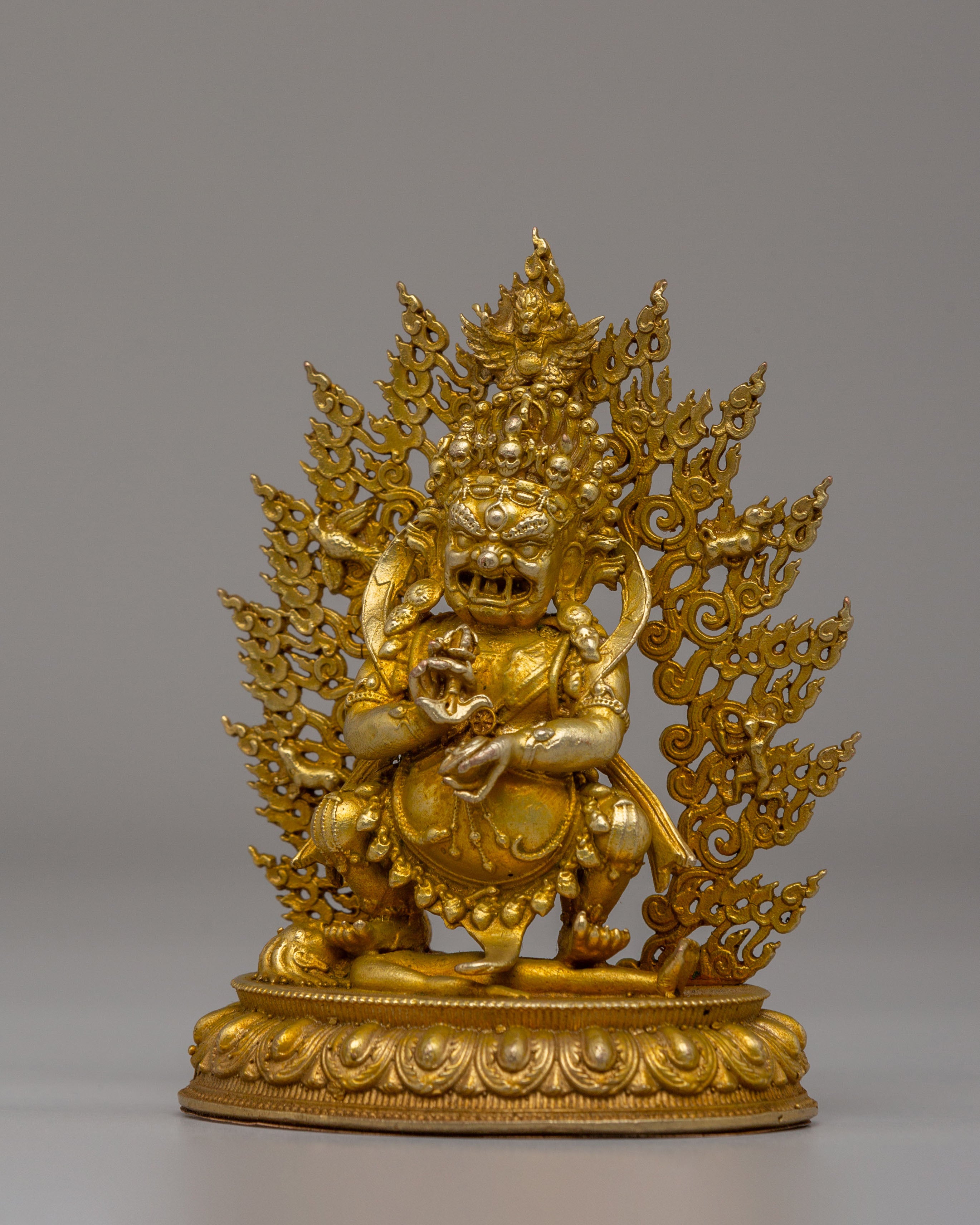 Dharma Protector Mahakala Sculpture | Wrathful Guardian Deity