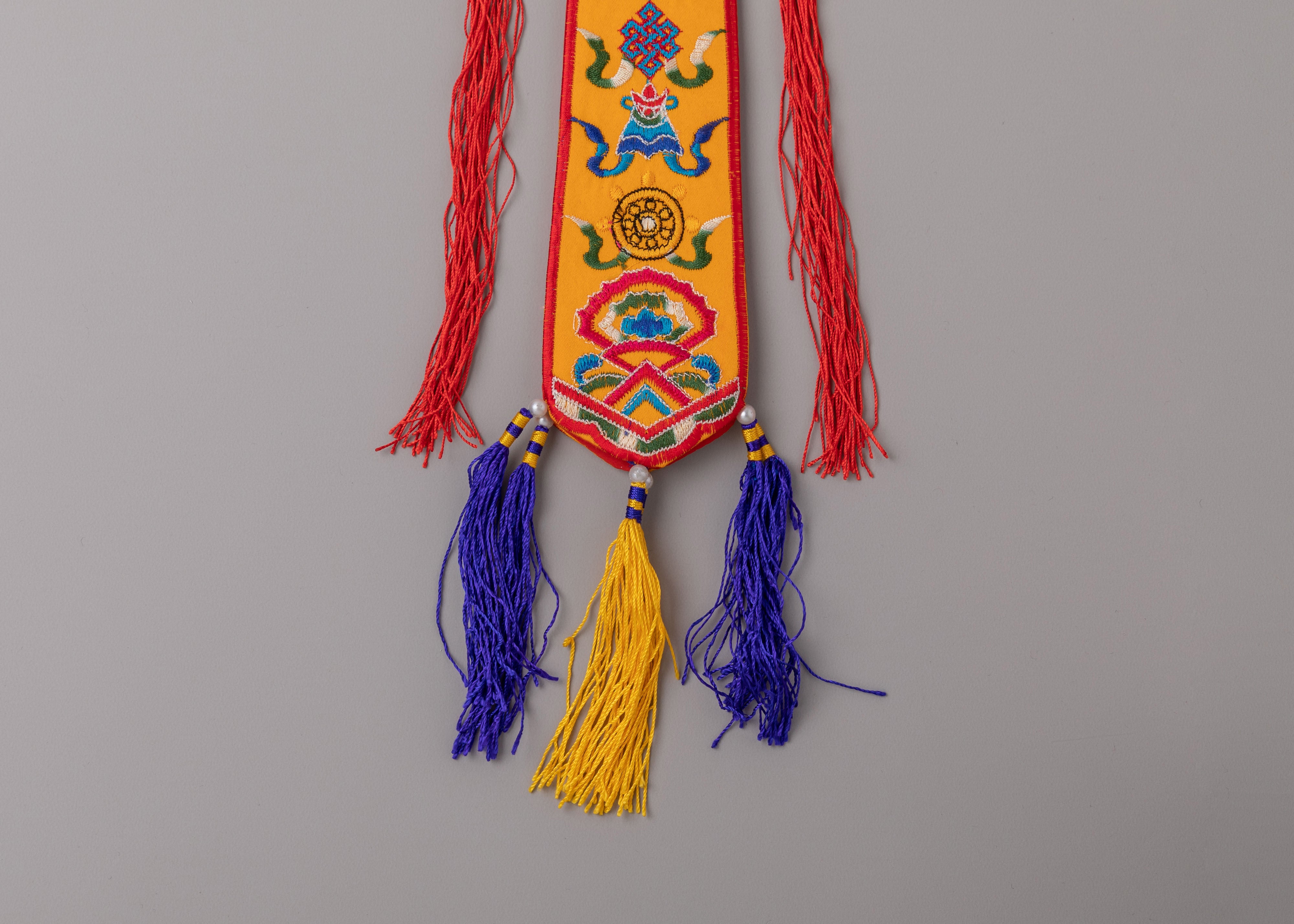 Damaru Tail for Ritual Drums | Cotton Damaru Tail with Auspicious Symbols