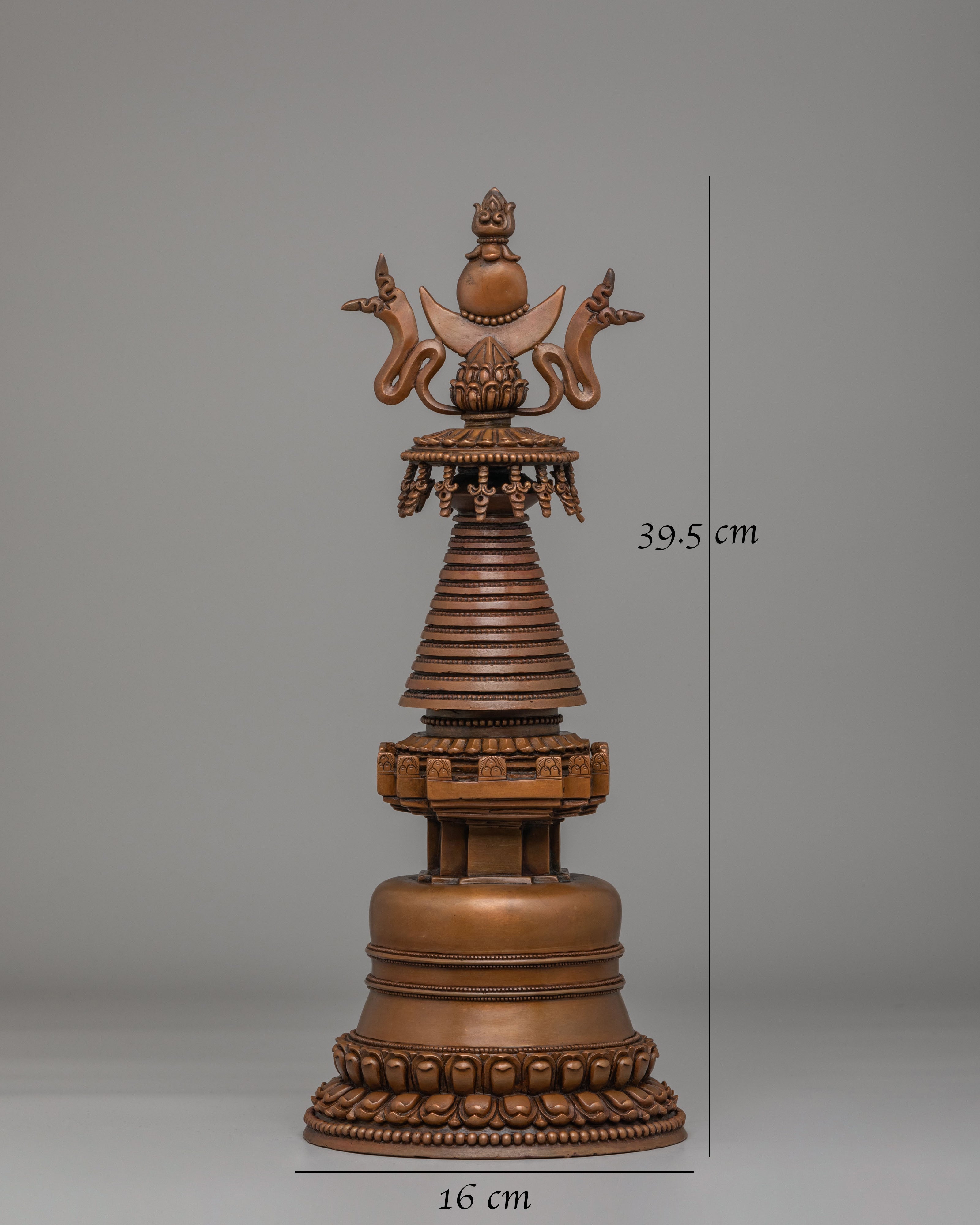 Traditional Altar Kadampa Stupa | Handcrafted Copper Sacred Statue