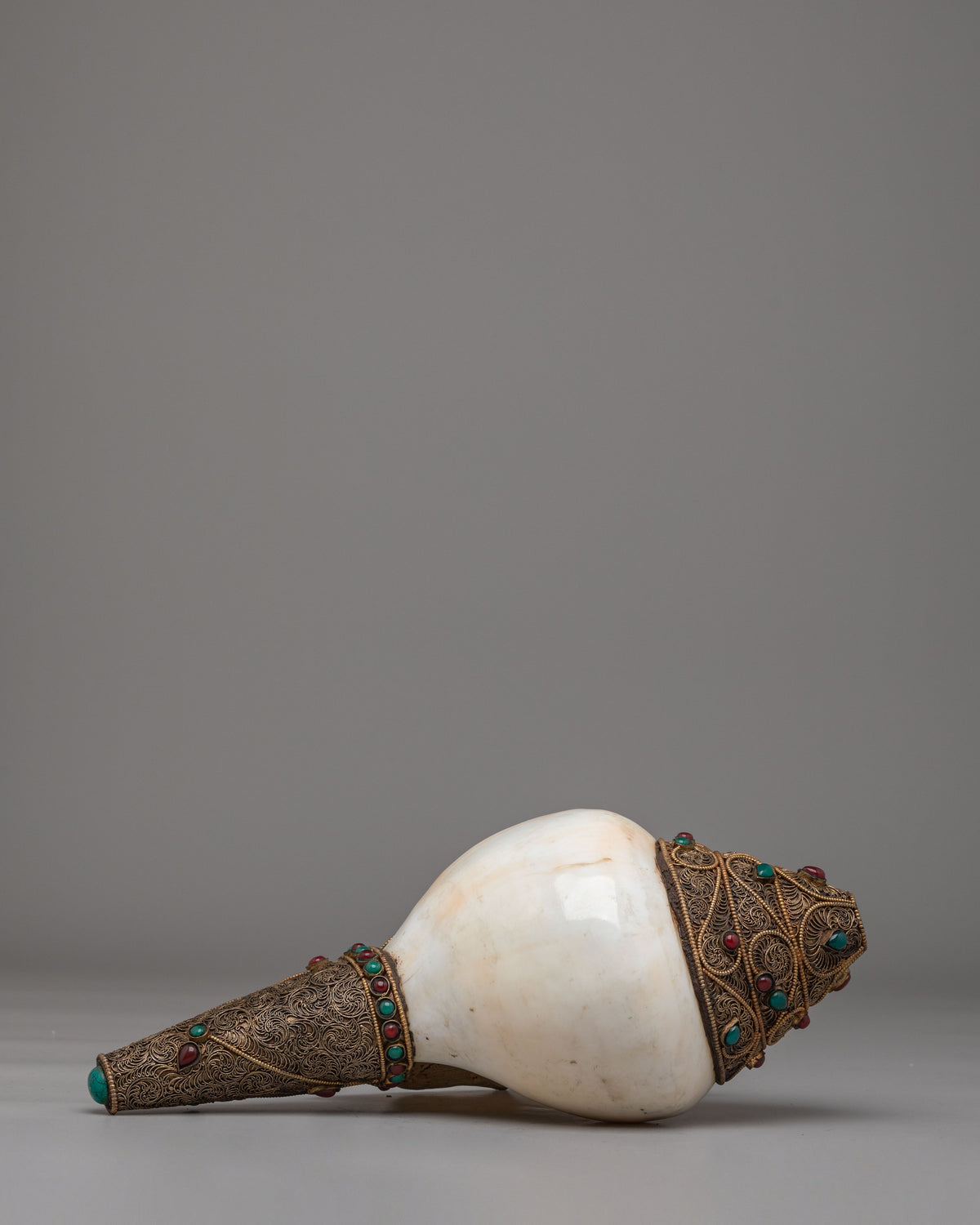 Tibetan Ritual Conch | Copper Body with Silver Plating