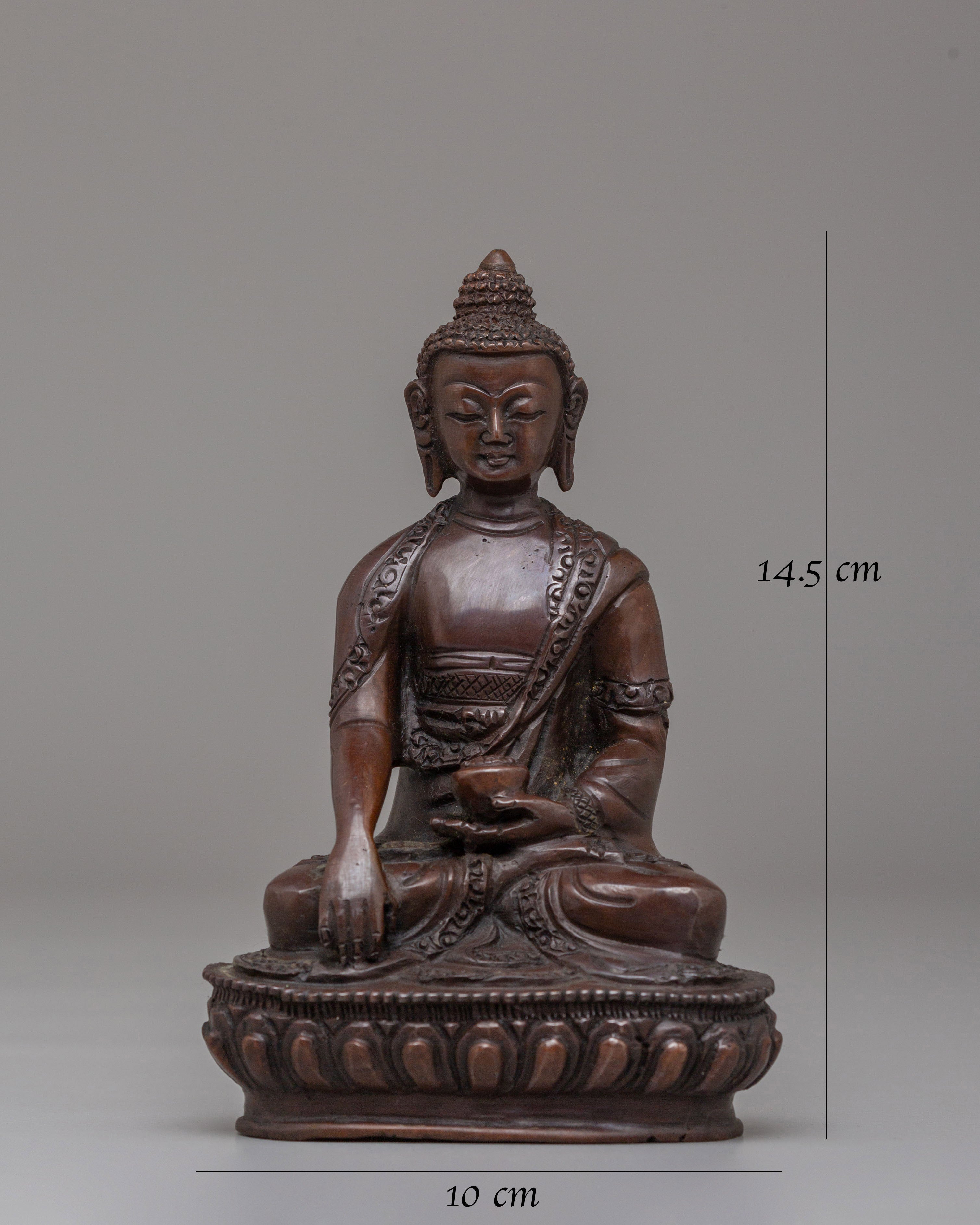 Historical Shakyamuni Buddha Sculpture | Oxidized Copper Buddhist Statue