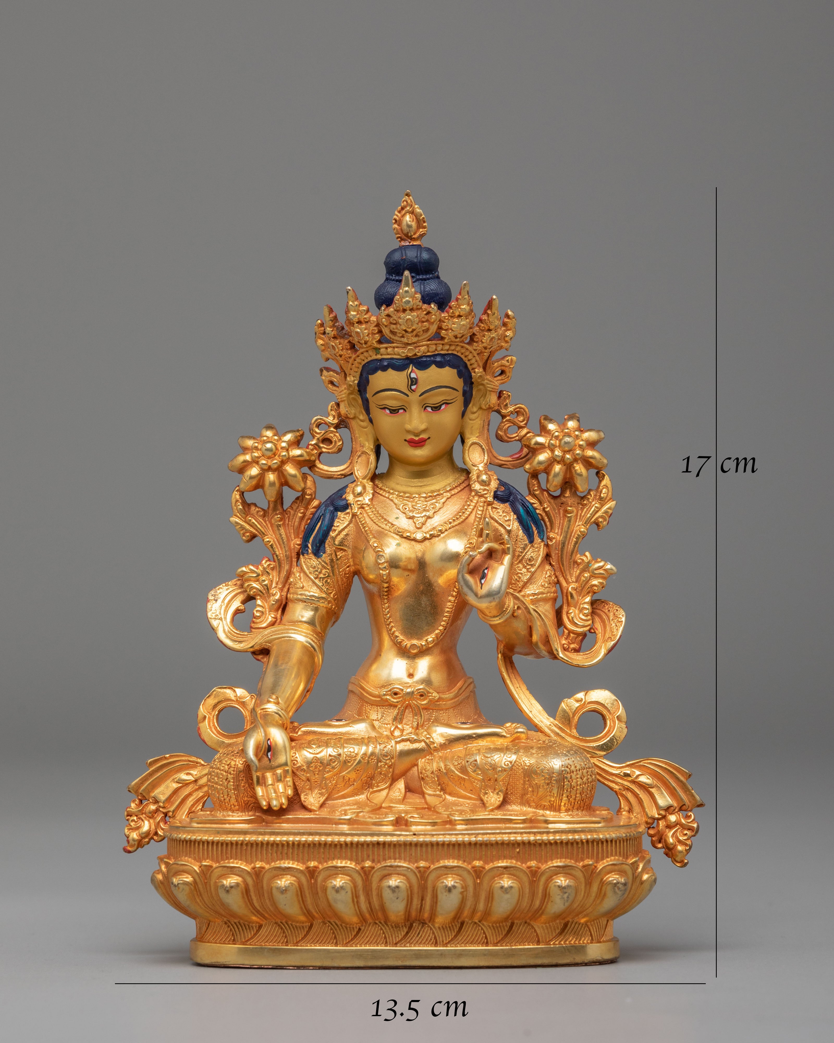 Himalayan White Tara Figurine | 24K Gold Plated Sculpture