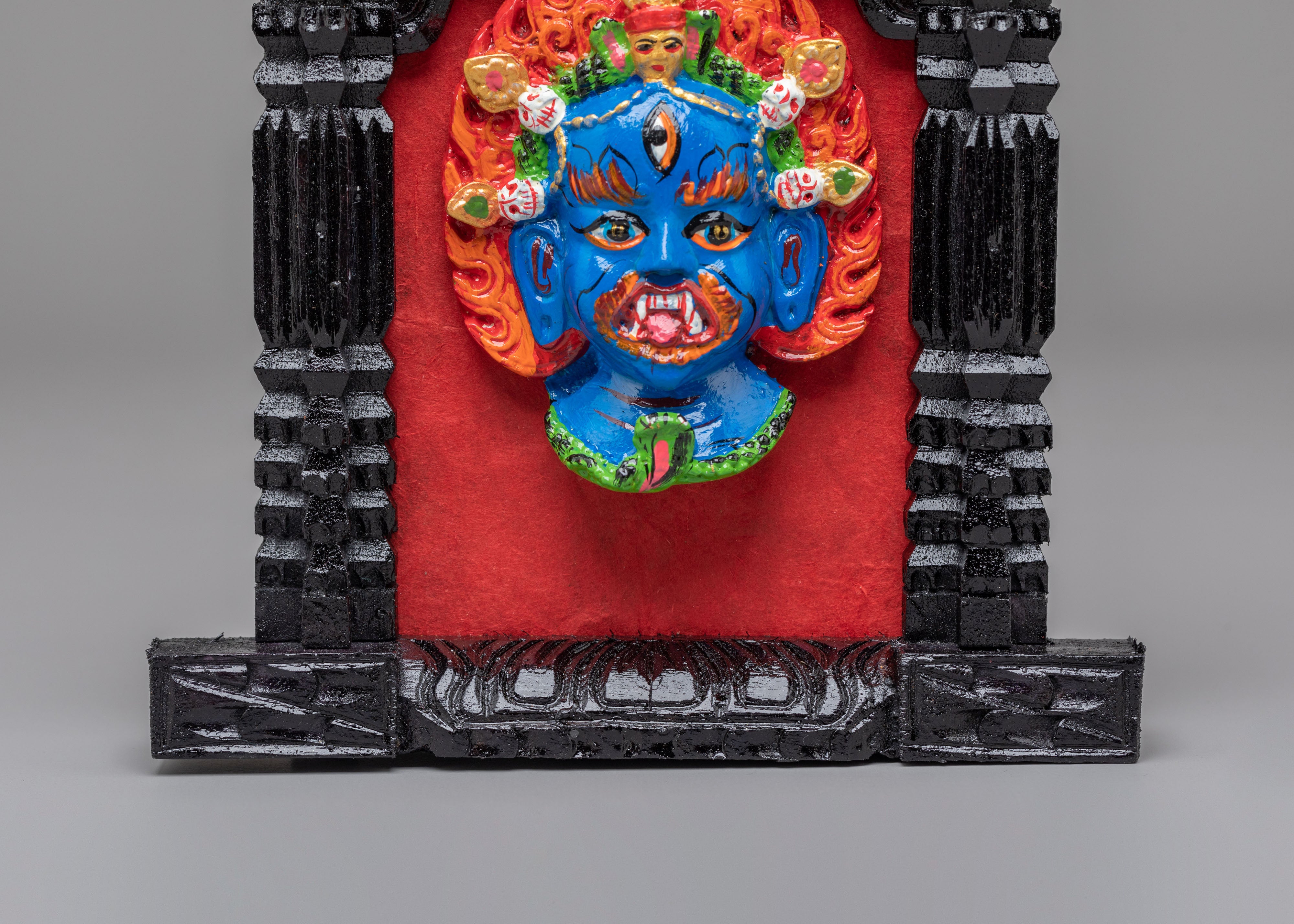 Buddhist Decorative Wall Hanging | Wooden Mahakala Shrine Frame