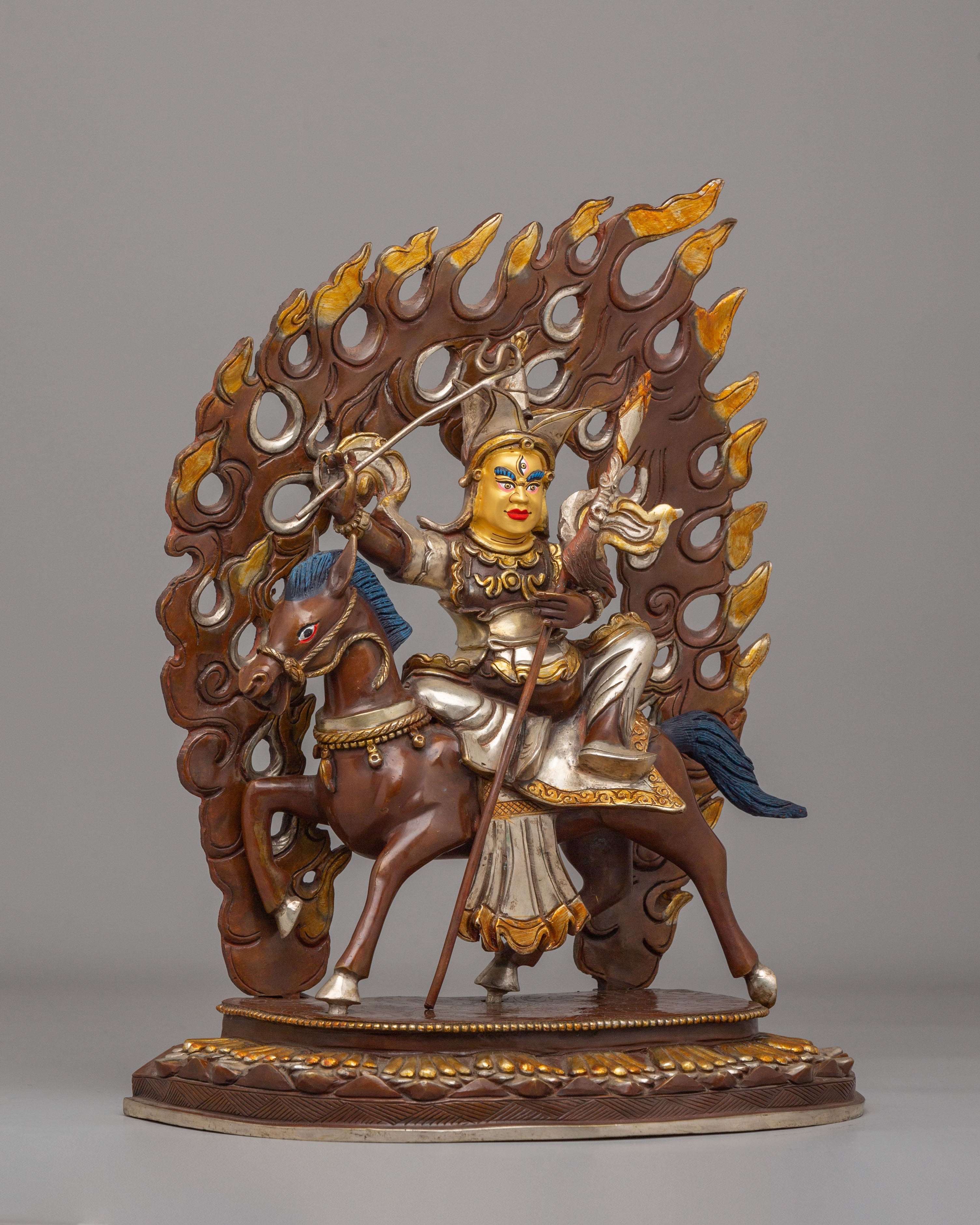Vajrayana Protector King Gesar Statue | Sacred Tibetan Deity Sculpture