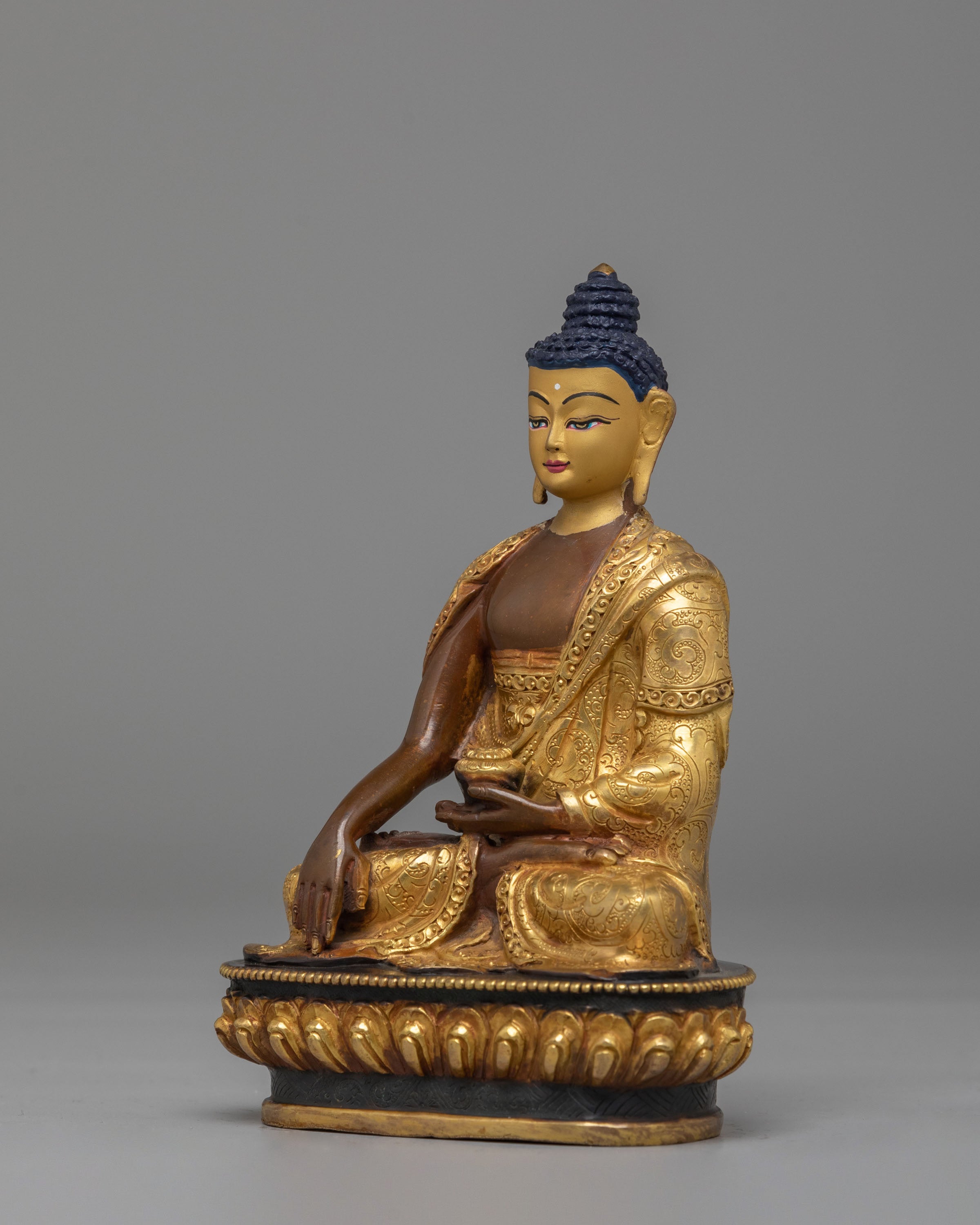 Handmade Altar Shakyamuni Buddha Statue | Oxidized Copper Body