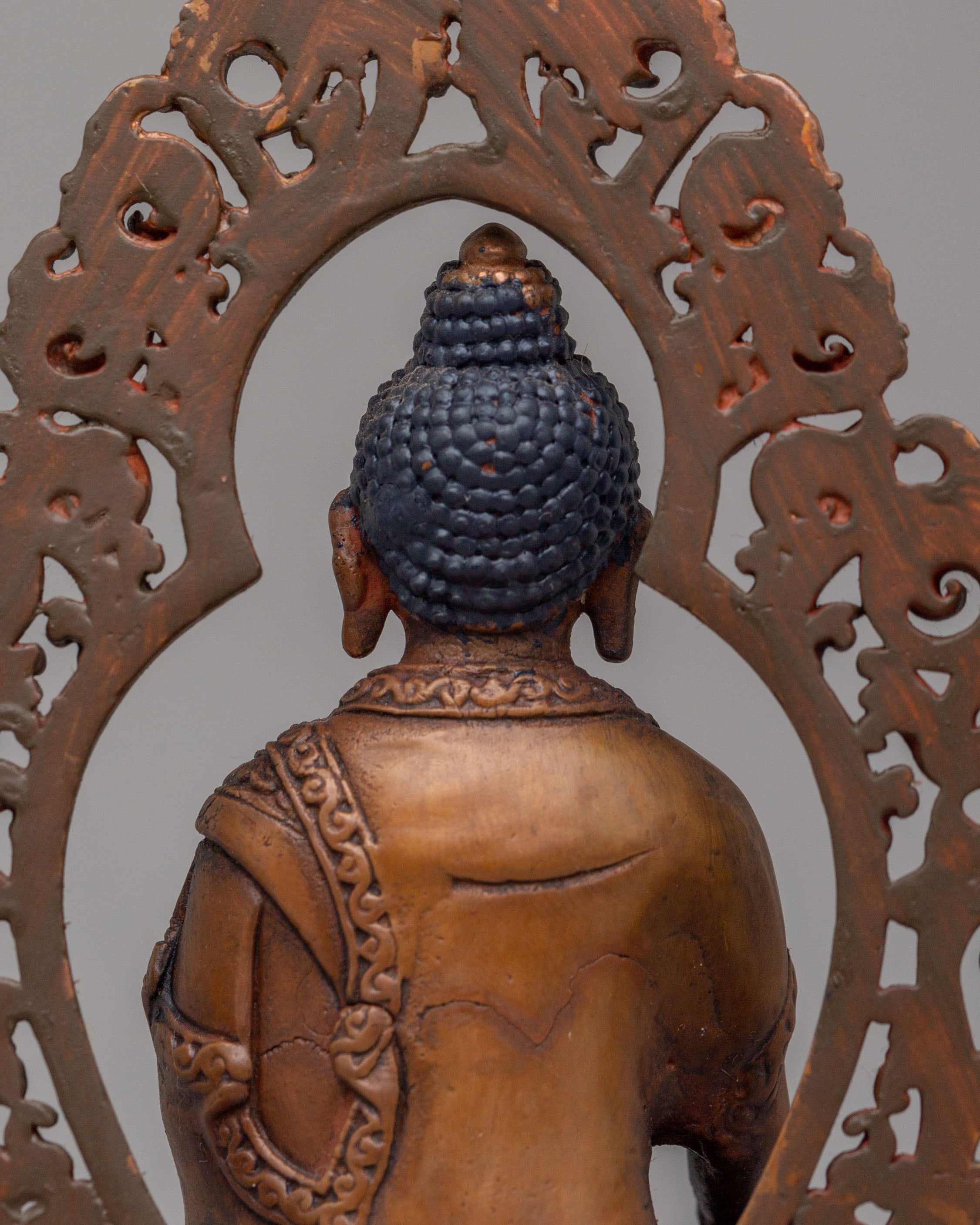 Tibetan Shakyamuni Buddha Deity Figurine | Handcrafted Wooden Statue