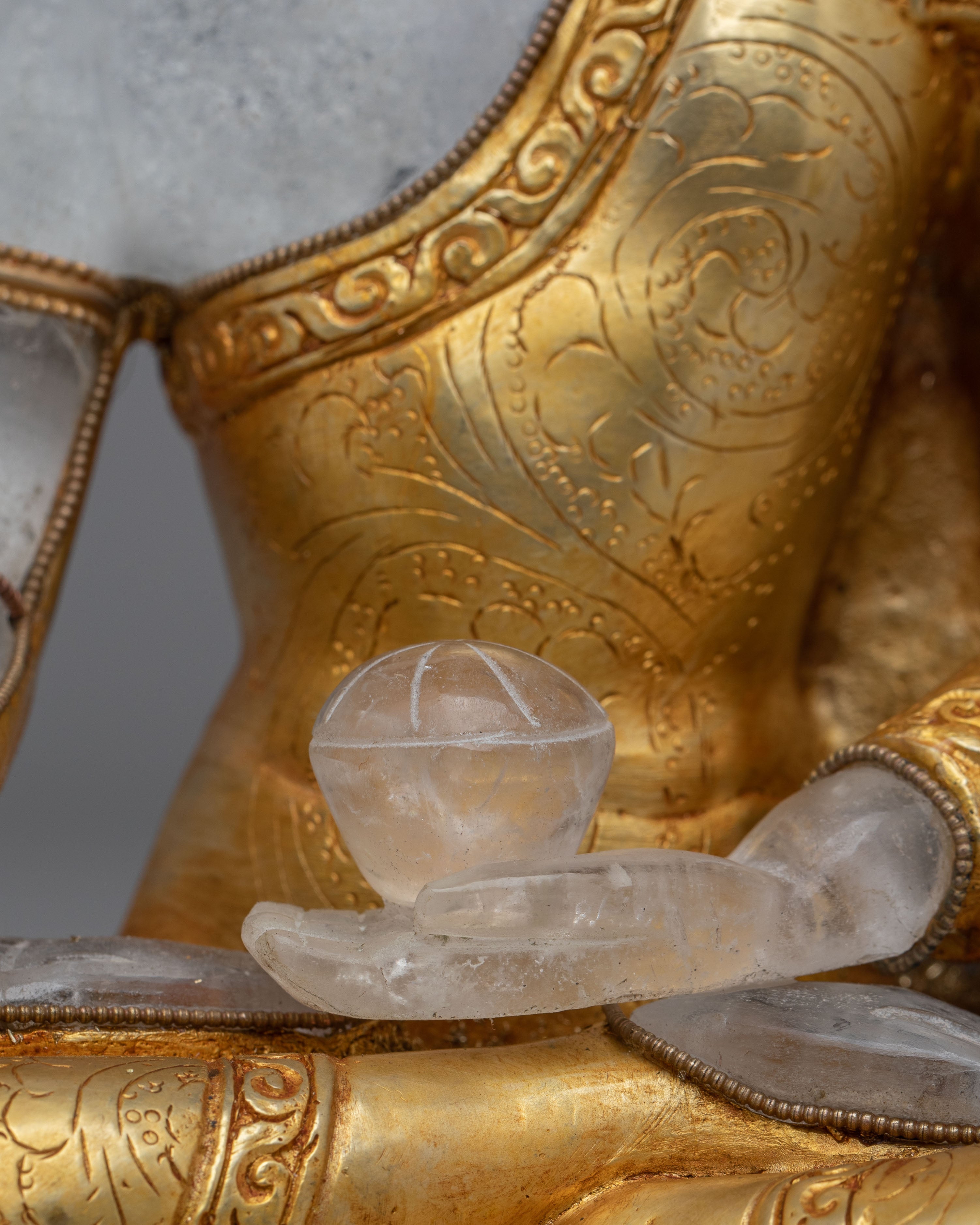 Tibetan Buddhist Shakyamuni Buddha Statue | Handcrafted Copper Crystal Artwork