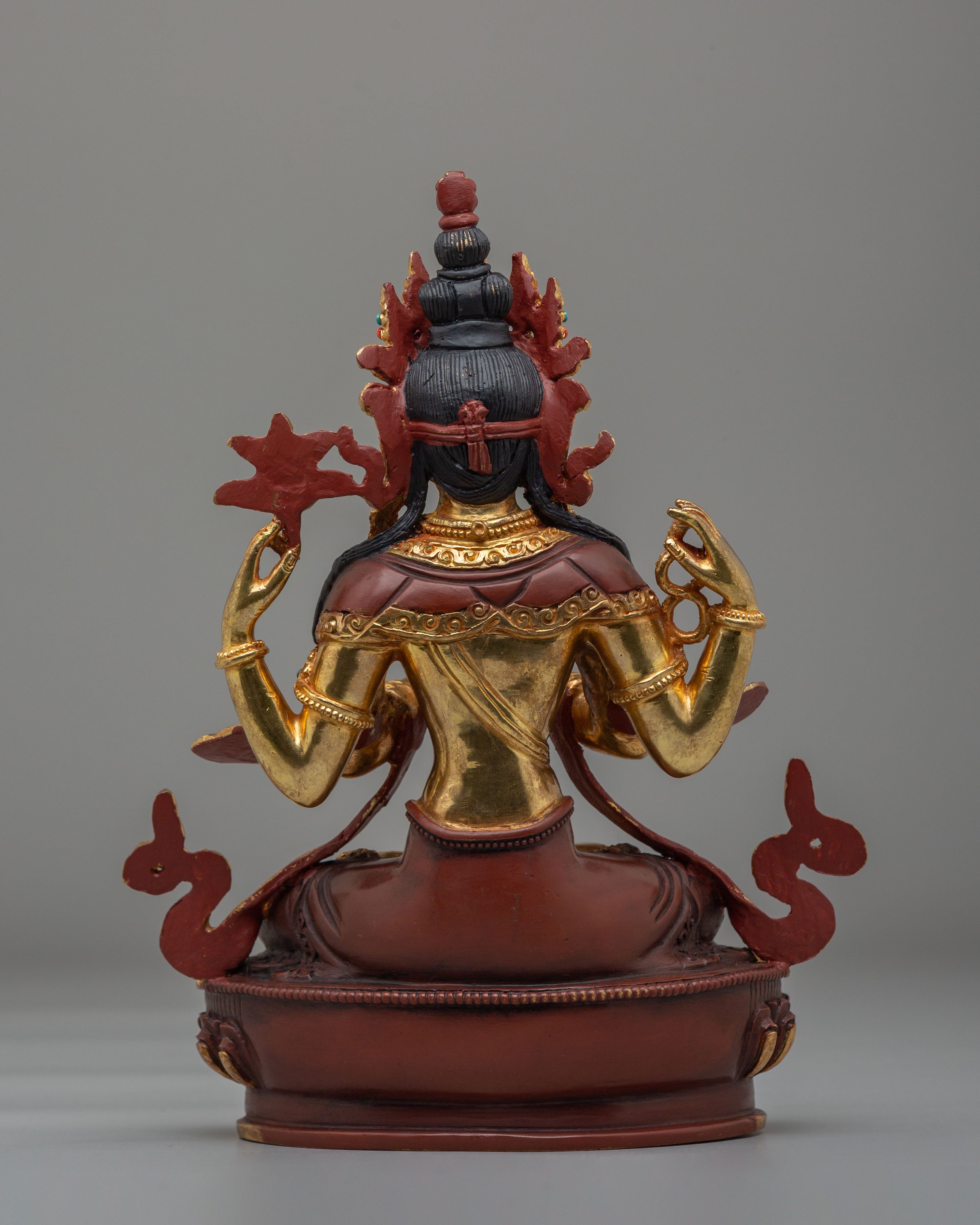 Handcrafted Altar Chenrezig Sculpture | Spiritual Tibetan Art