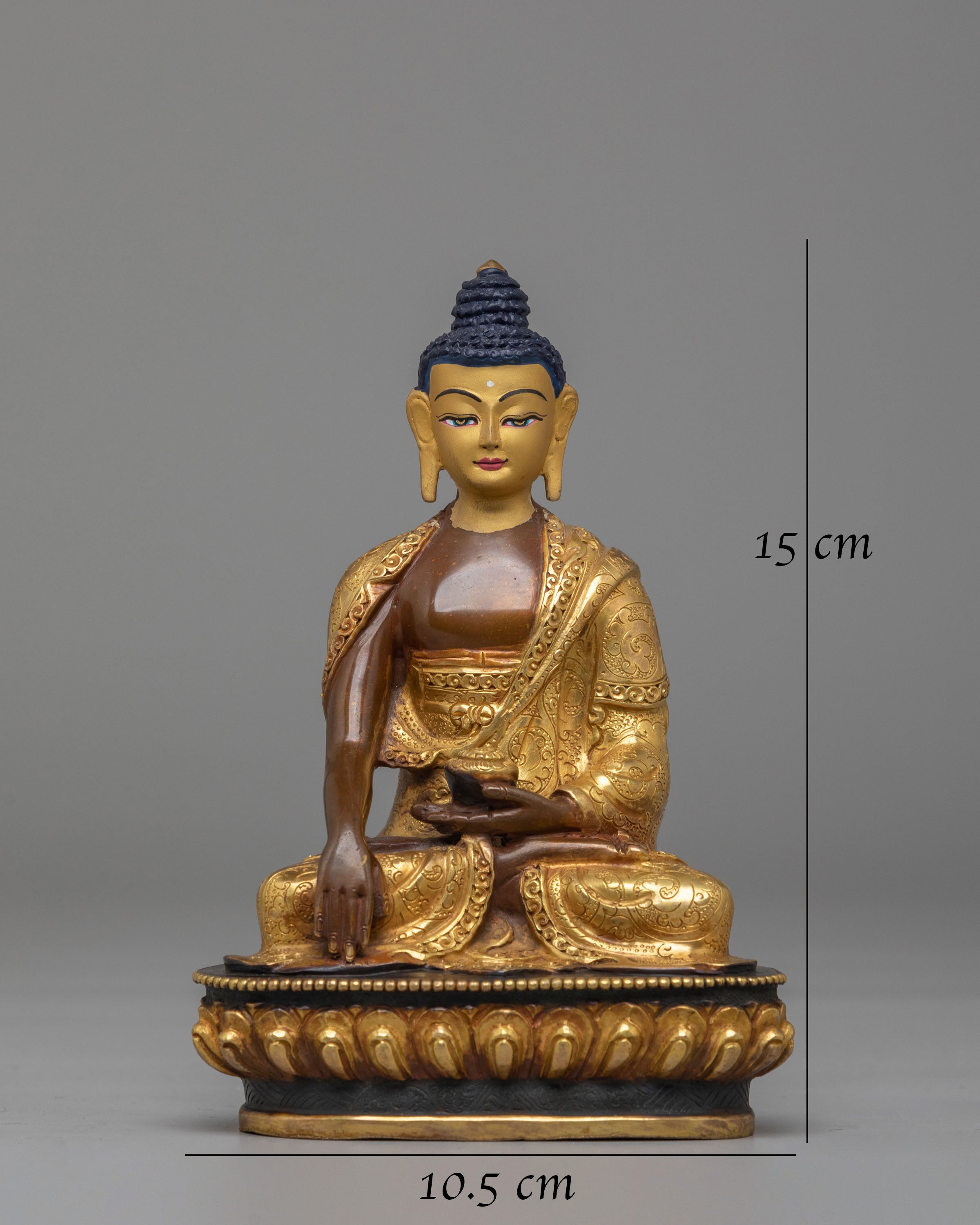 Handmade Altar Shakyamuni Buddha Statue | Oxidized Copper Body