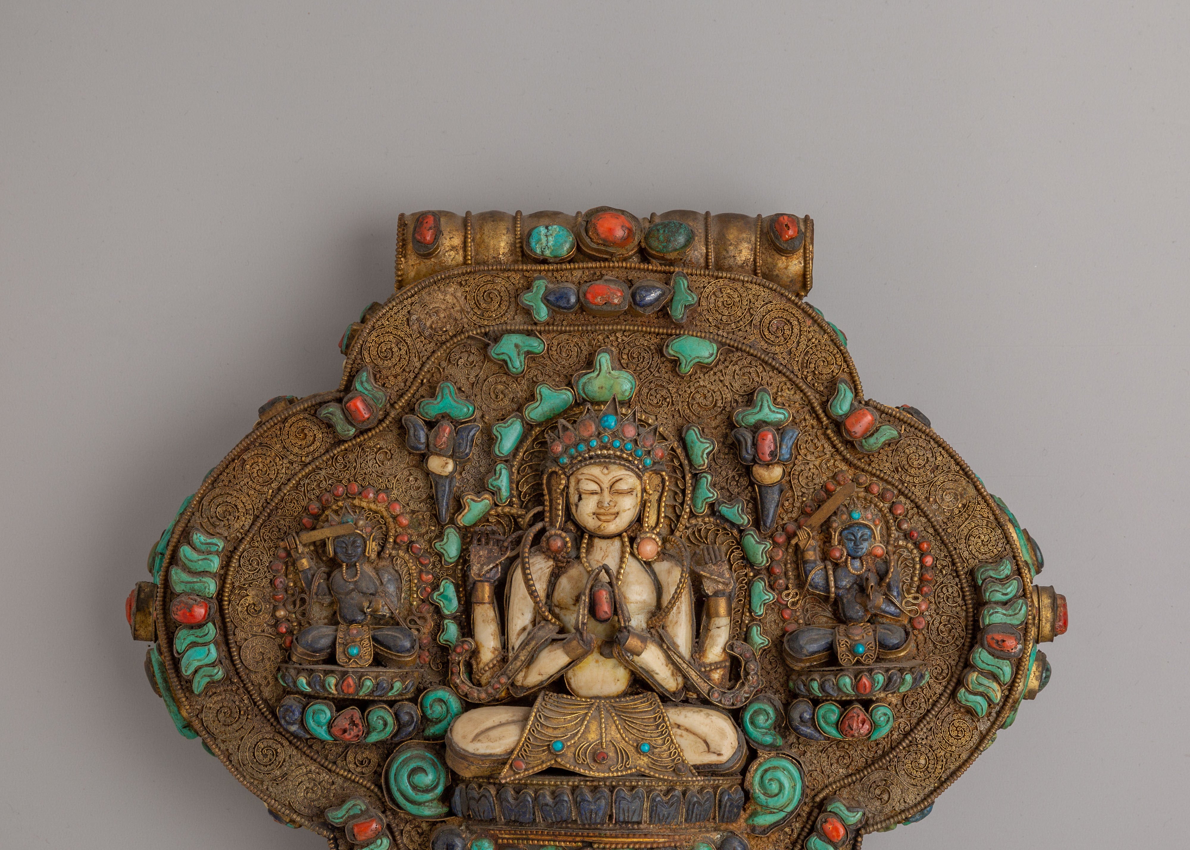 Chenrezig Tibetan Ghau Box Locket | Sacred Amulet Box for Meditation &amp; Ritual Use