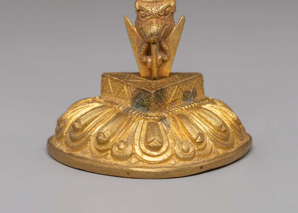 Ceremonial Hayagriva Deity Phurba | Gold Polished Copper Ritual Implement