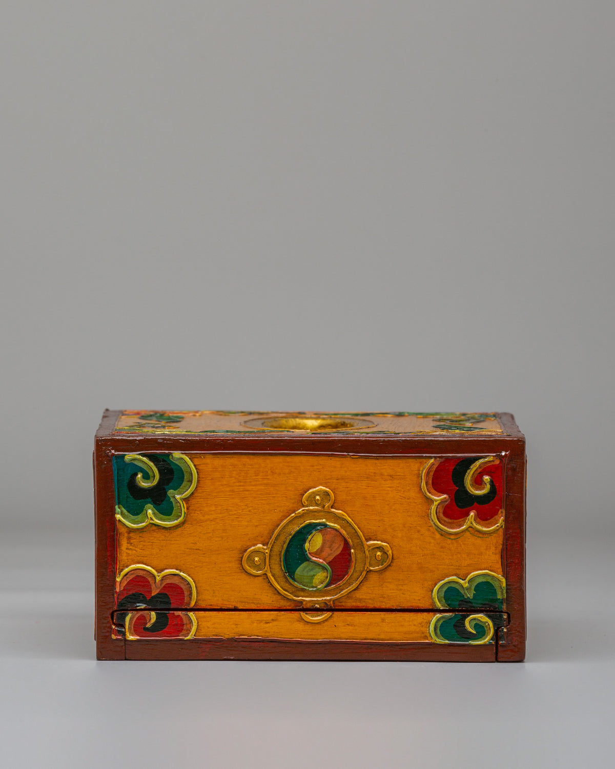 Tibetan Wooden Tissue Box | Handcrafted Floral Painted Tissue Holder