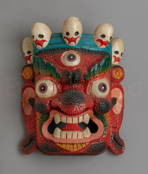 Wooden Bhairava Mask Wall Art