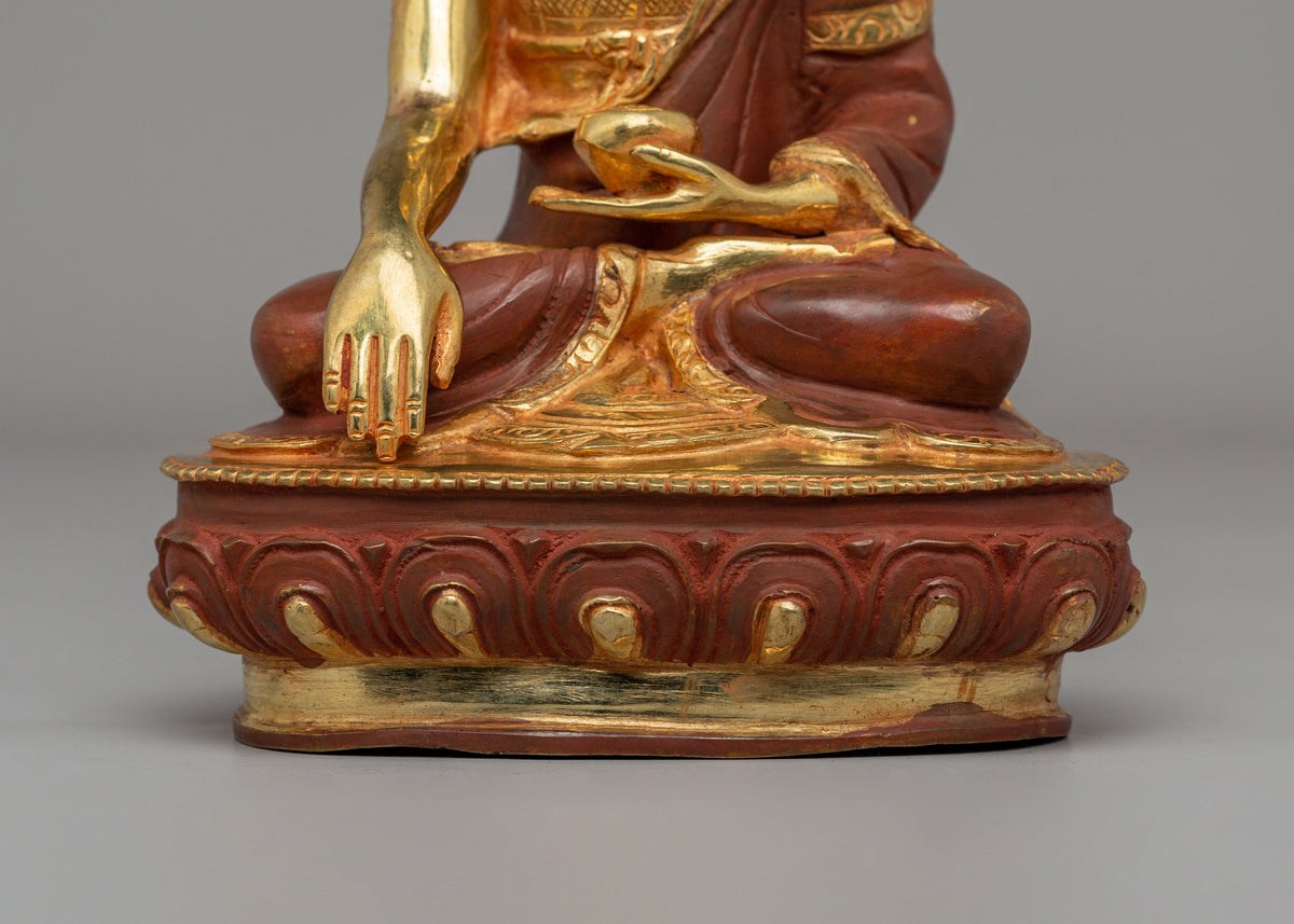 Sacred Shakyamuni Buddha Statue | 24K Gold Plated Buddhist Altar Decor